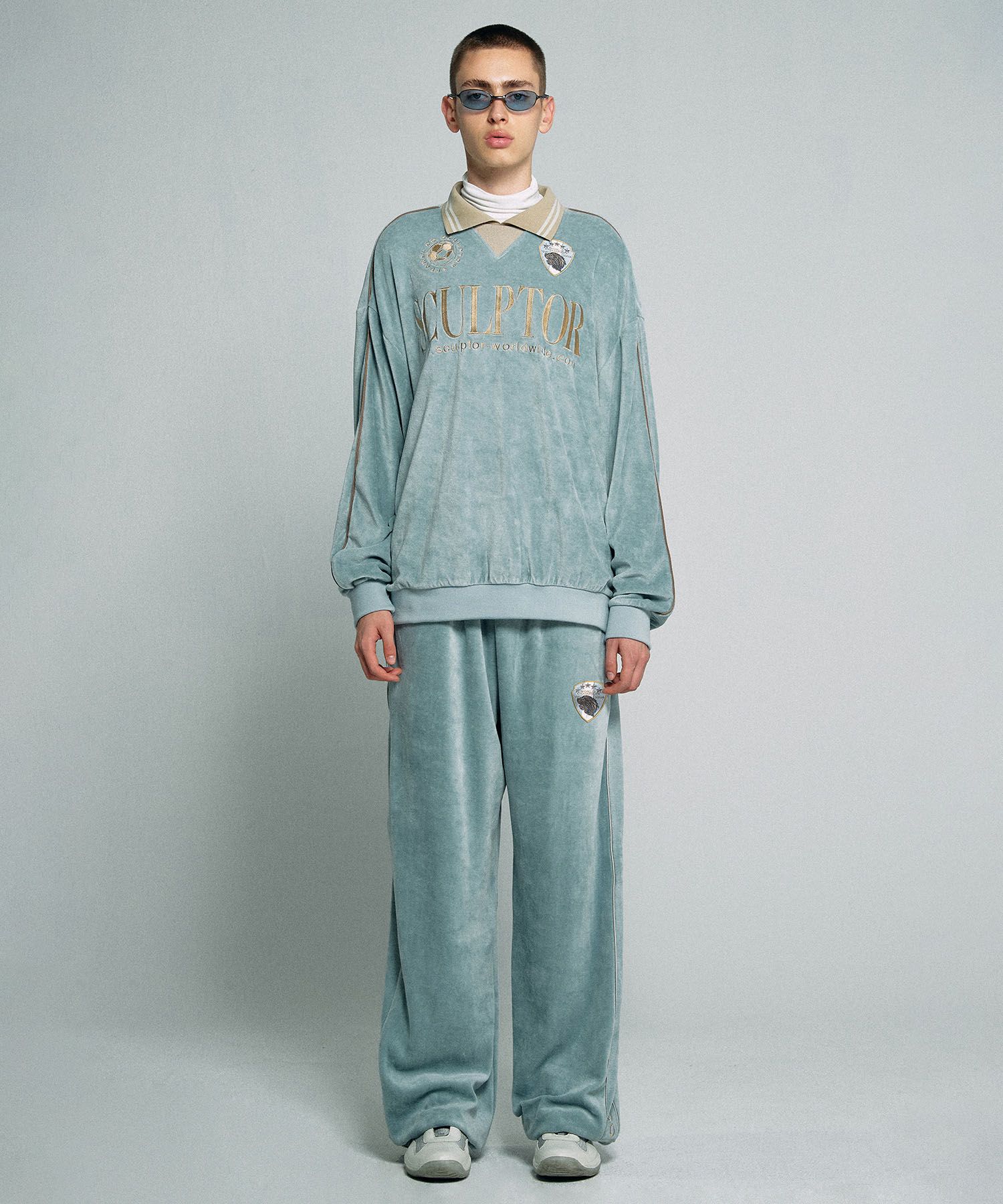 ★SCULPTOR★ Velour Track Pants Baby Blue SC22A451BL MUSINSA | SCULPTOR Velour Track Pants Baby Blue