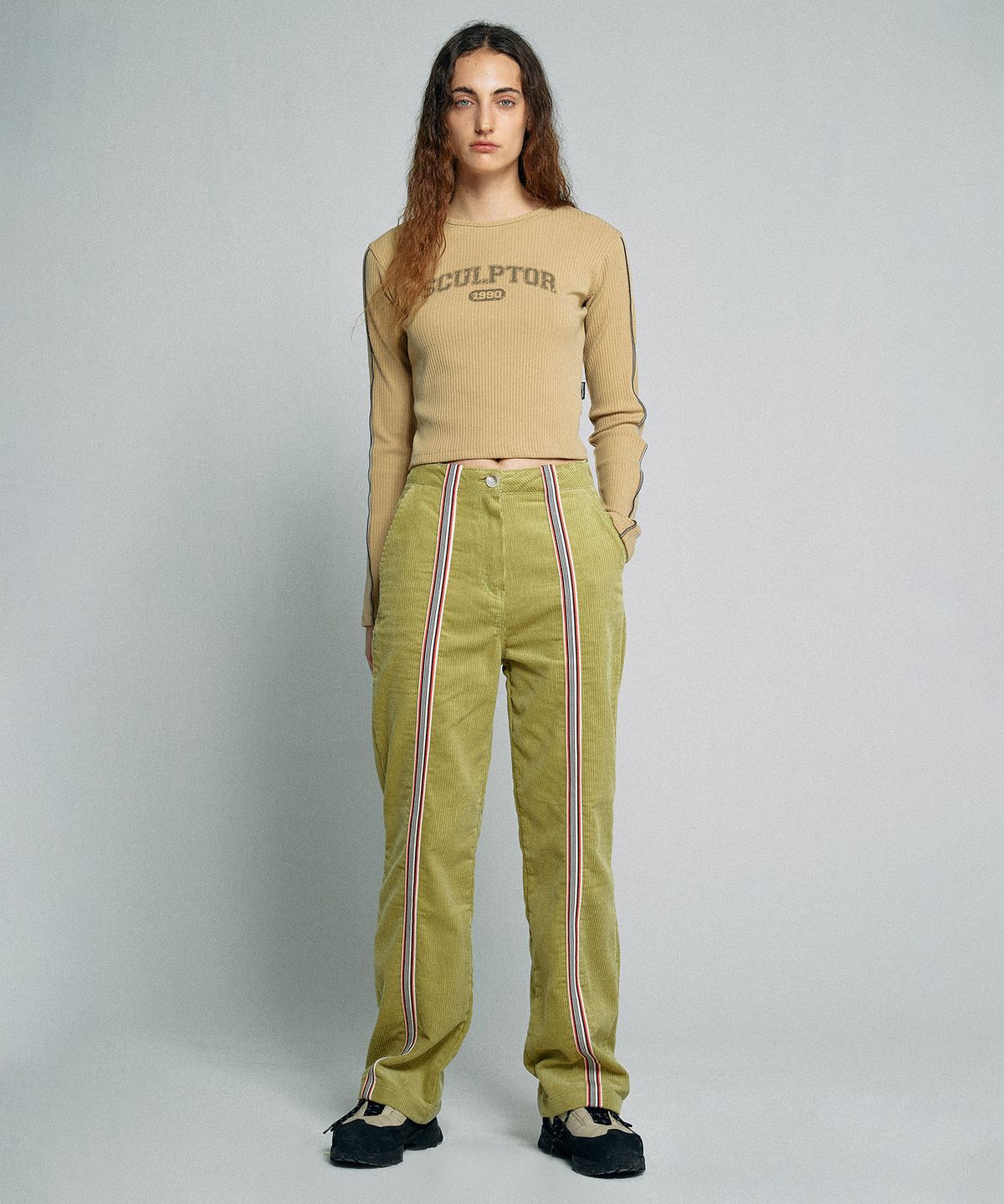 스컬프터(SCULPTOR) Taped Corduroy Beach Pants Lime