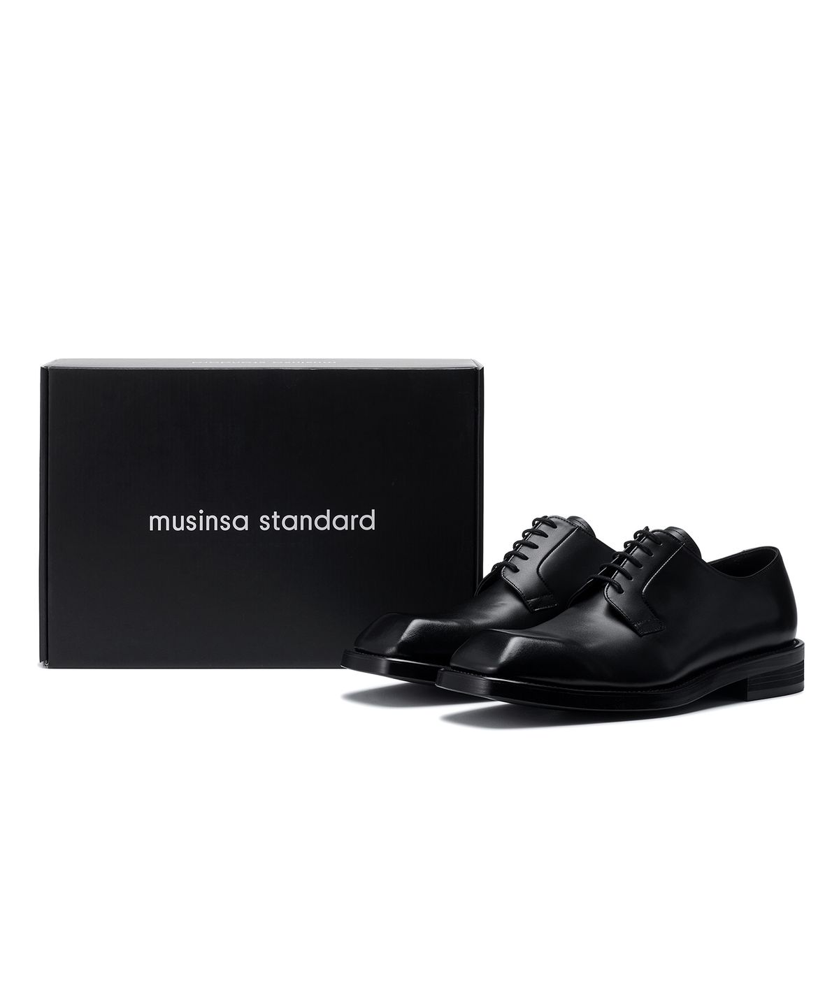 무신사 스탠다드(MUSINSA STANDARD) 트라페즈 토 더비 슈즈 [블랙]
