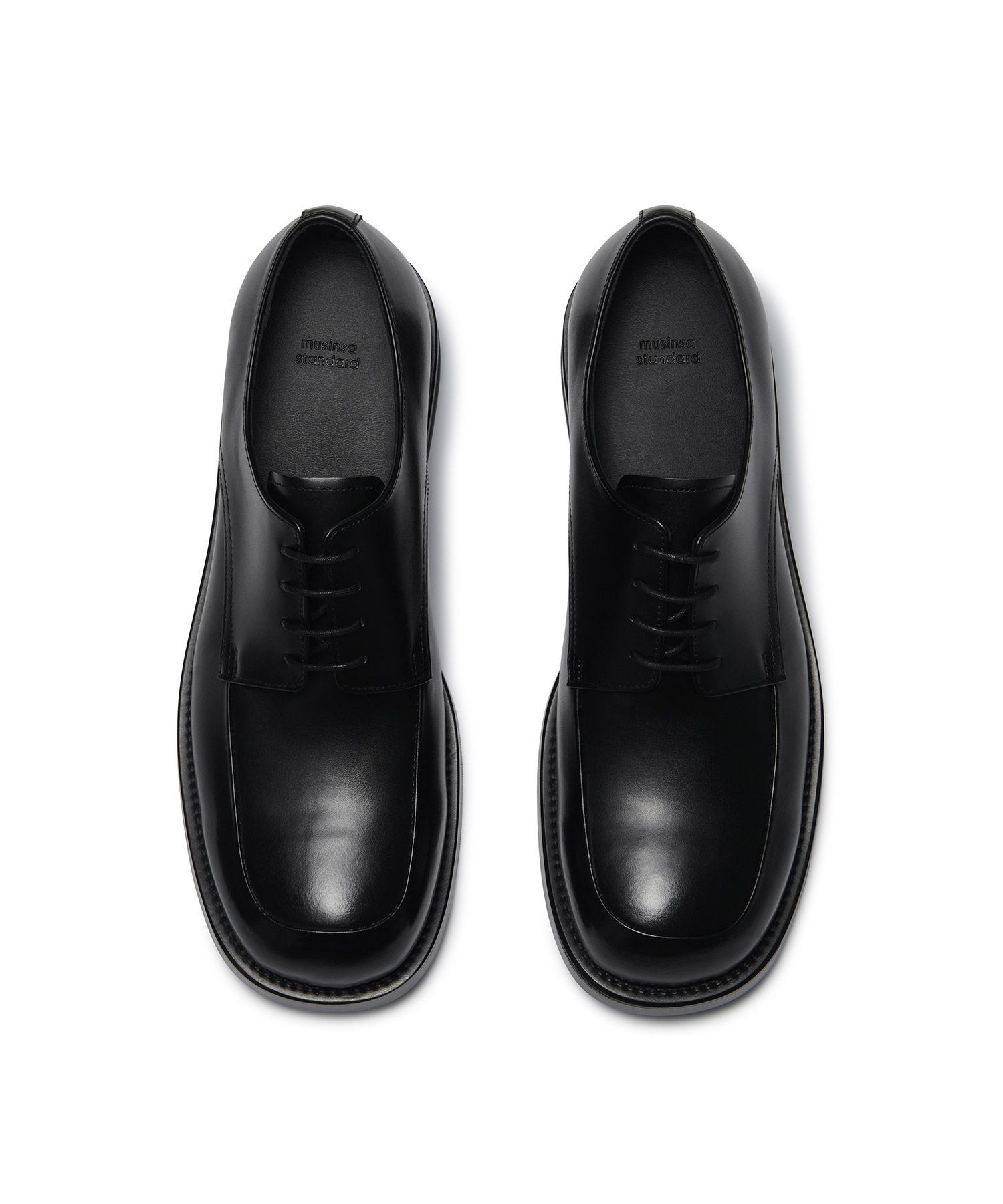 MUSINSA | MUSINSA STANDARD Minimal U-Tip Derby Shoes_Black