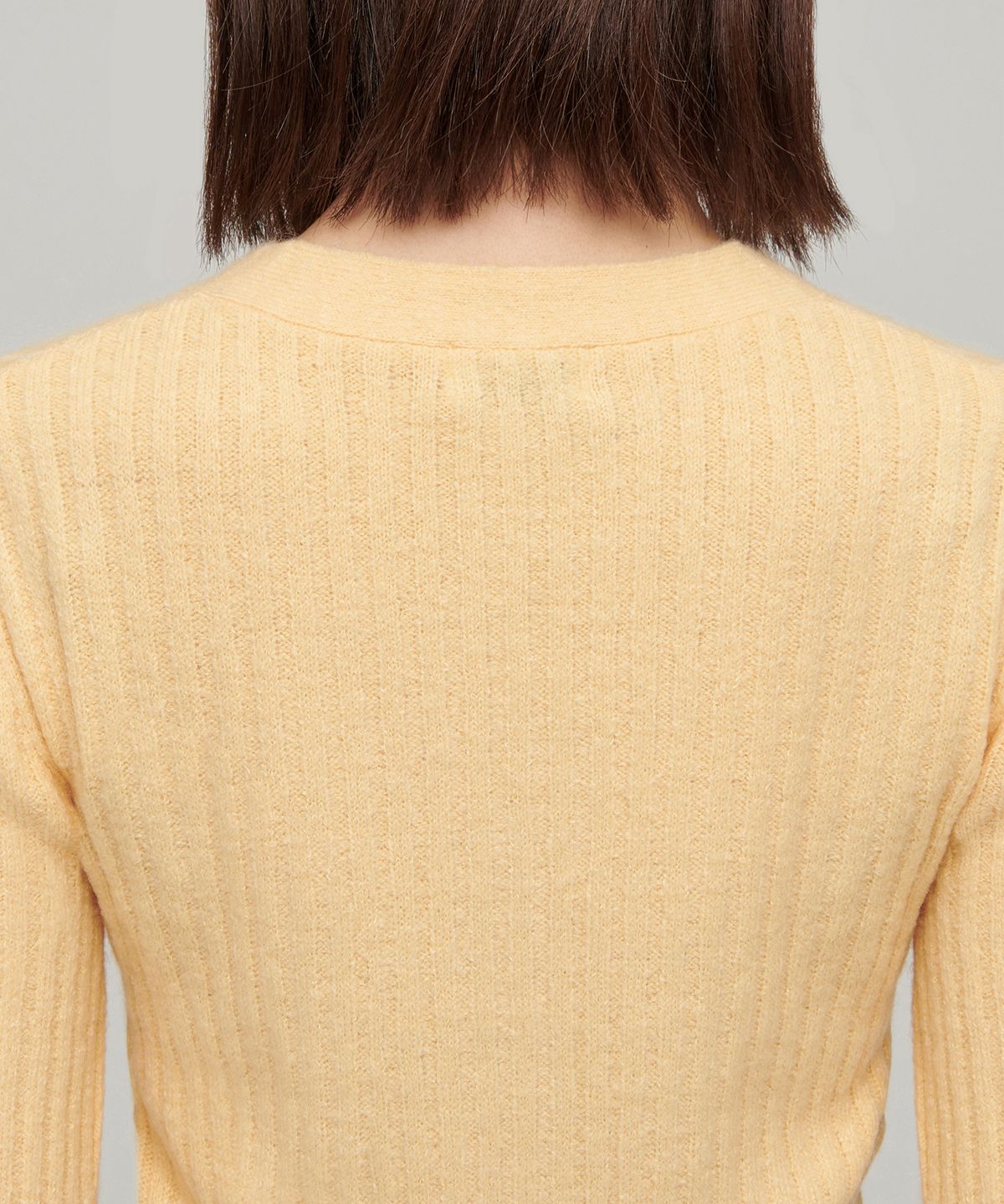 무신사 스탠다드 우먼(MUSINSA STANDARD WOMAN) 우먼즈 소프트 부클 리브드 크롭 가디건 [옐로우]