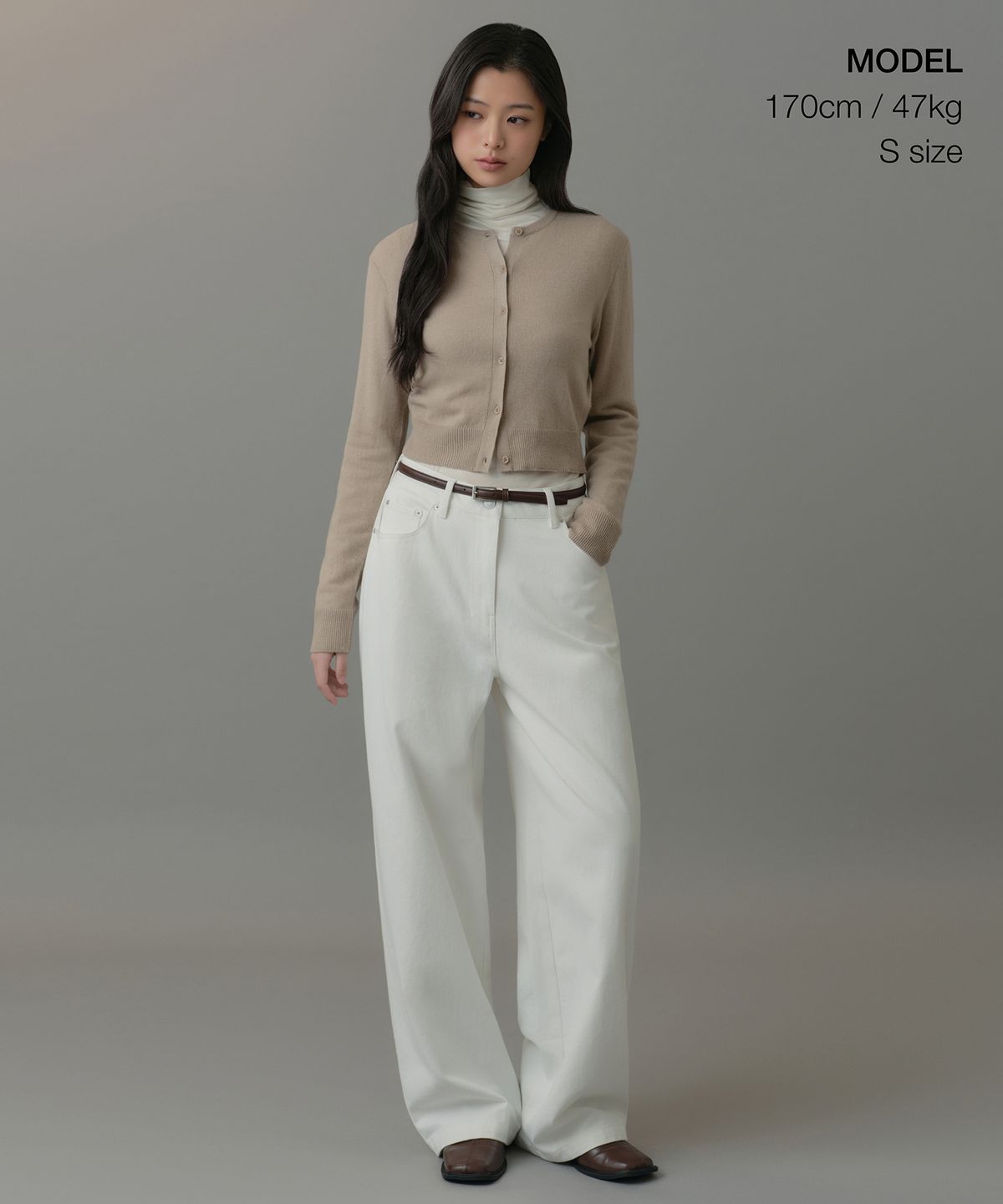 무신사 스탠다드 우먼(MUSINSA STANDARD WOMAN) 우먼즈 램스울 라운드 넥 크롭 가디건 [베이지]