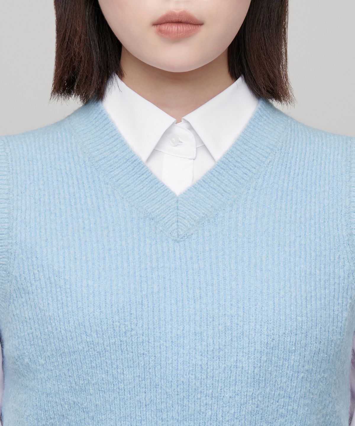 무신사 스탠다드 우먼(MUSINSA STANDARD WOMAN) 우먼즈 소프트 부클 리브드 크롭 베스트 [스카이 블루]