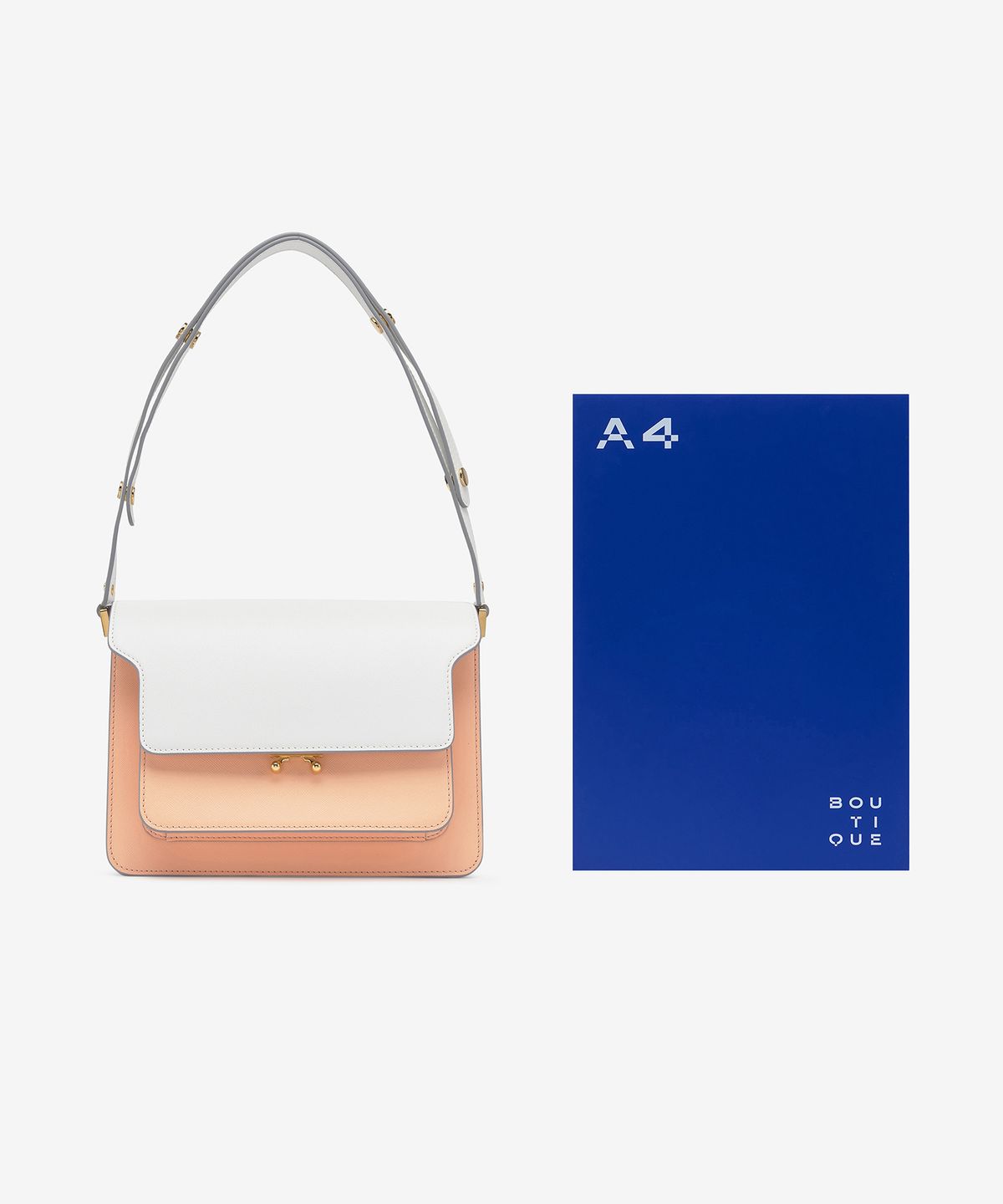 마르니(MARNI) 미디움 트렁크 숄더백 - 화이트:오렌지 / SBMPN09U67LV520Z539G