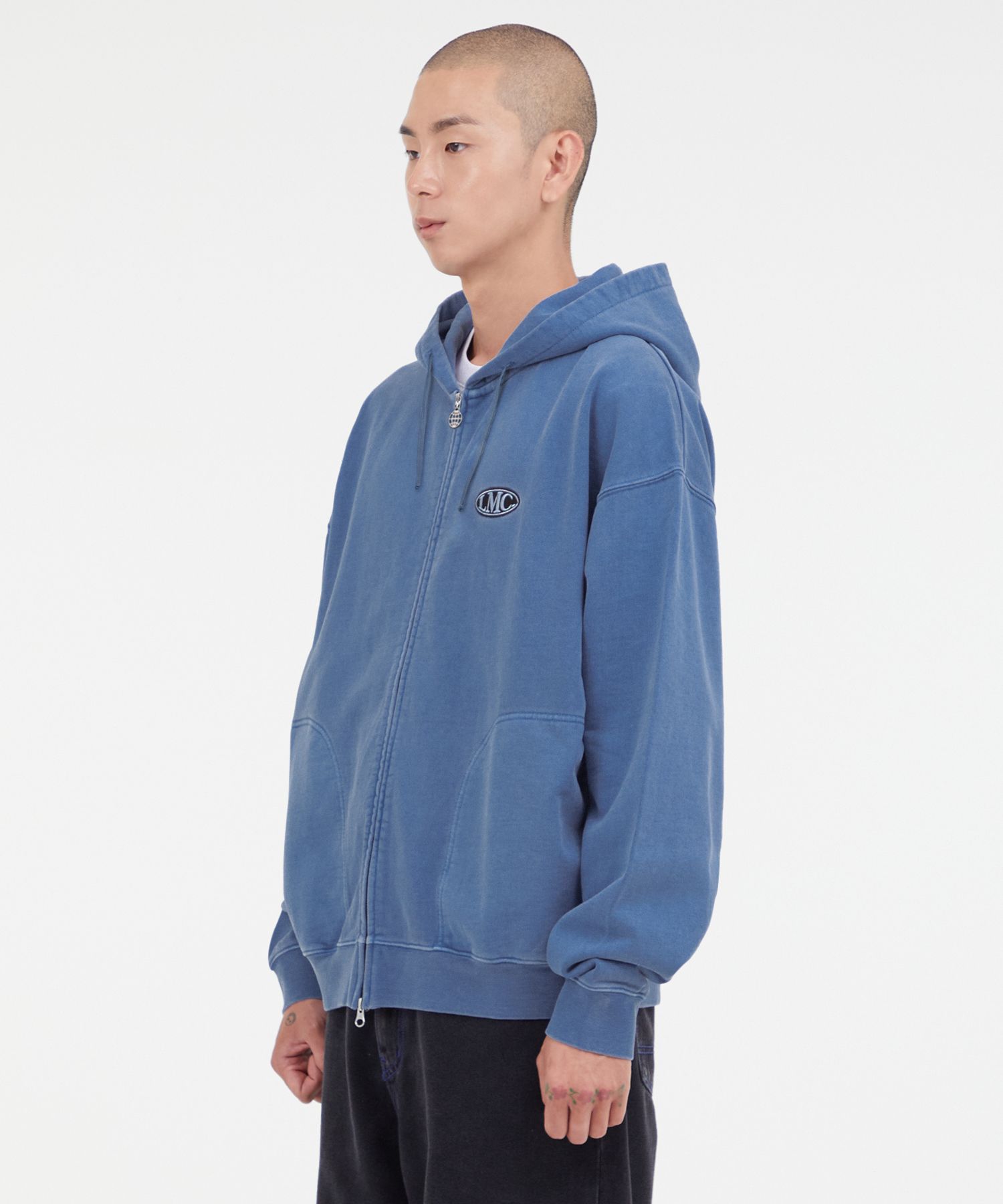 MUSINSA公式 | LMC LMC OVERDYED OVAL ZIP-UP HOODIE blue