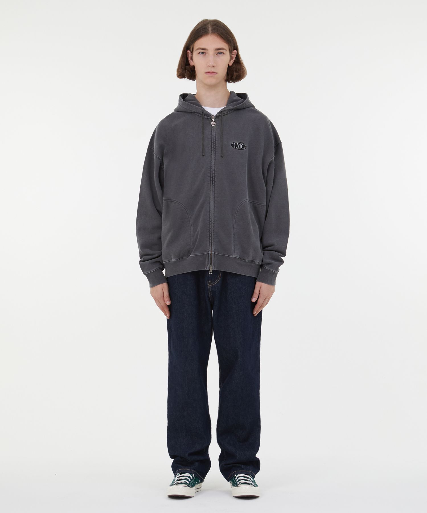 MUSINSA | LMC LMC OVERDYED OVAL ZIP-UP HOODIE black