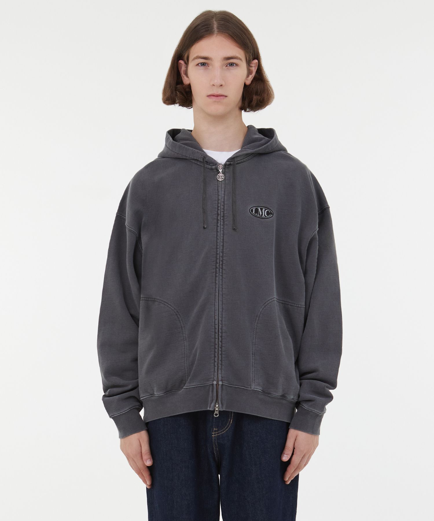 MUSINSA | LMC LMC OVERDYED OVAL ZIP-UP HOODIE black