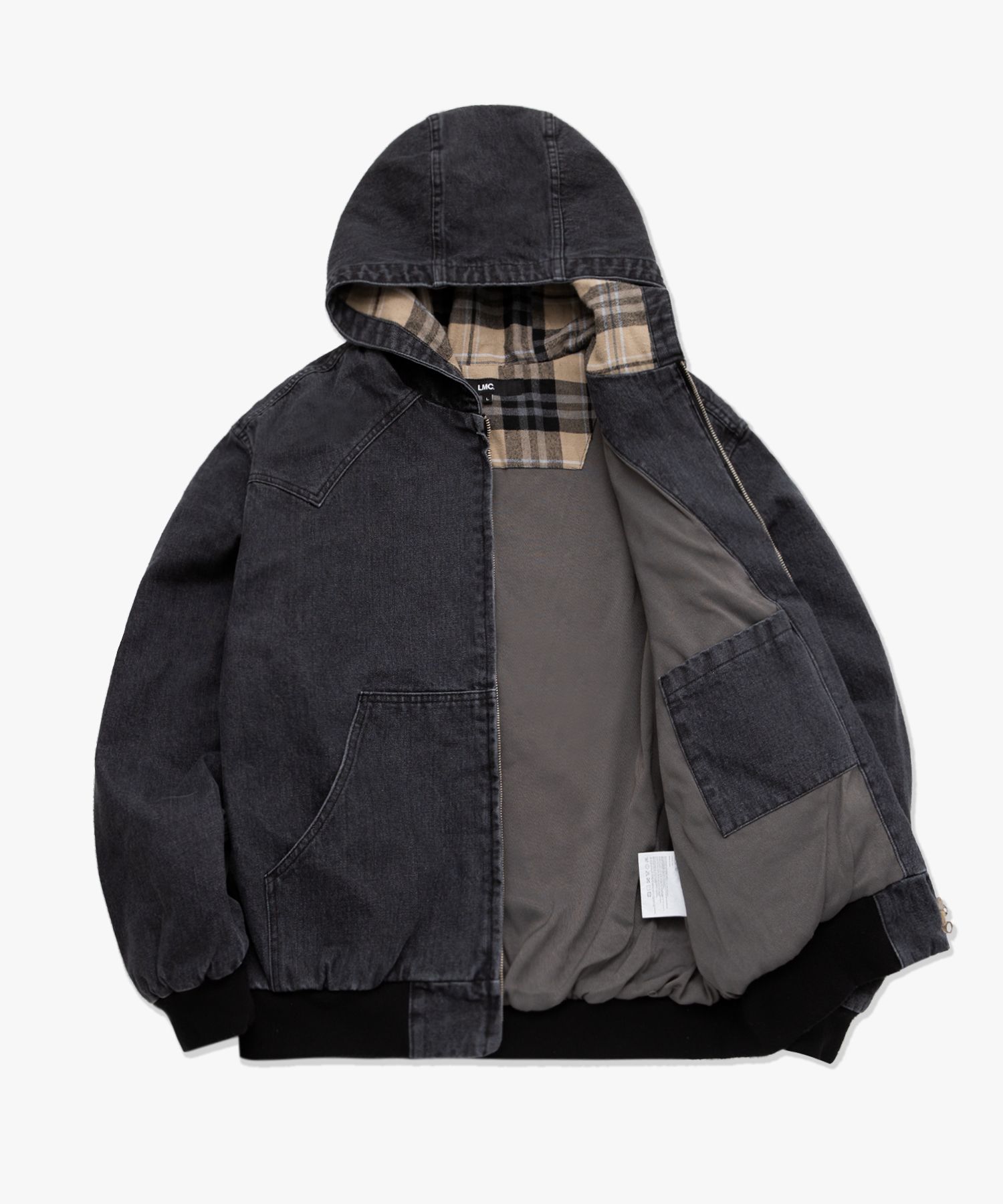★2022FW新作★LMC★PLAID DENIM HOODIE JACKET LMC