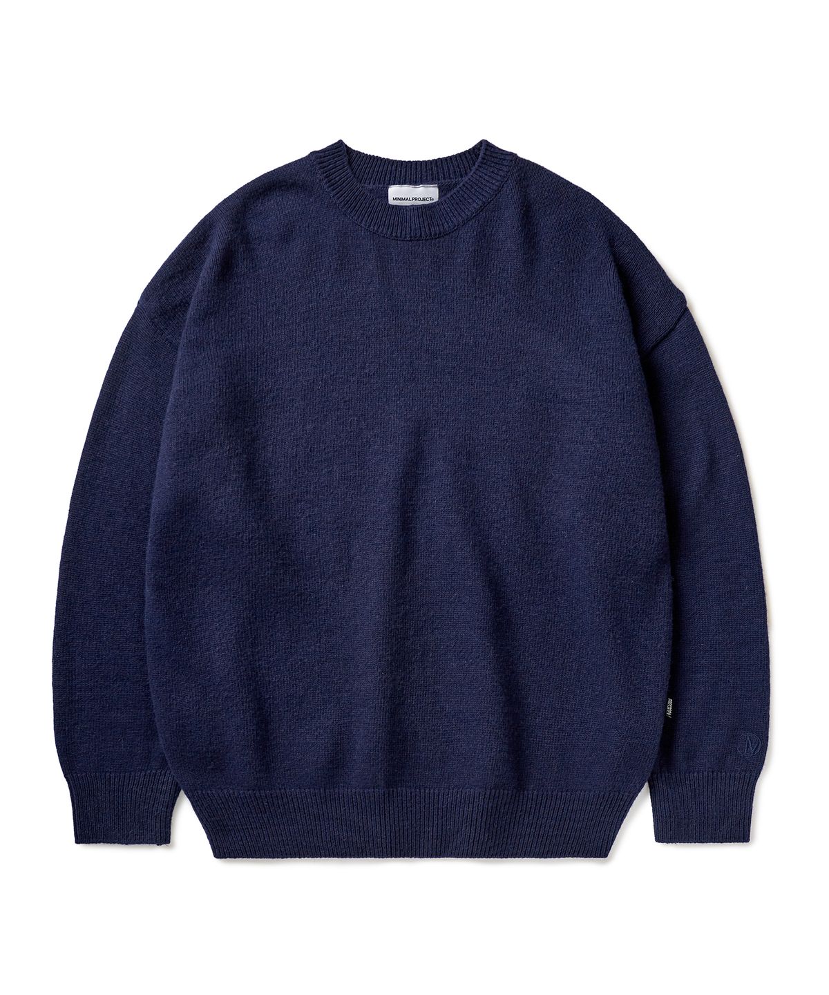 미니멀프로젝트(MINIMALPROJECT) 울 자수 라운드 니트 MNT103 [NAVY]