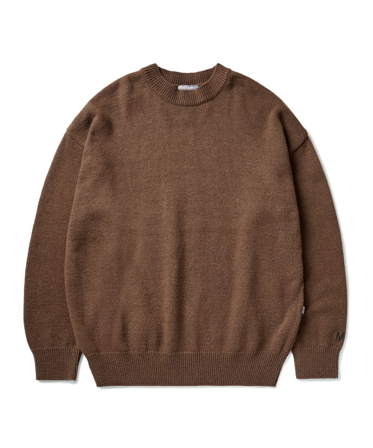 미니멀프로젝트(MINIMALPROJECT) 울 자수 라운드 니트 MNT103 [BROWN]