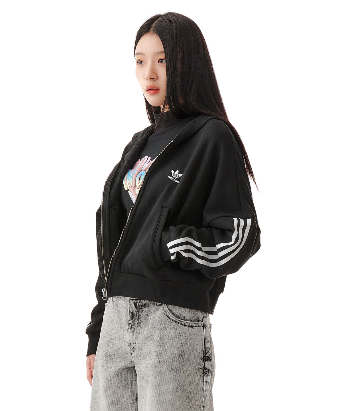 아디다스(ADIDAS) 클래식 집업 후디 - 블랙 / HM2130