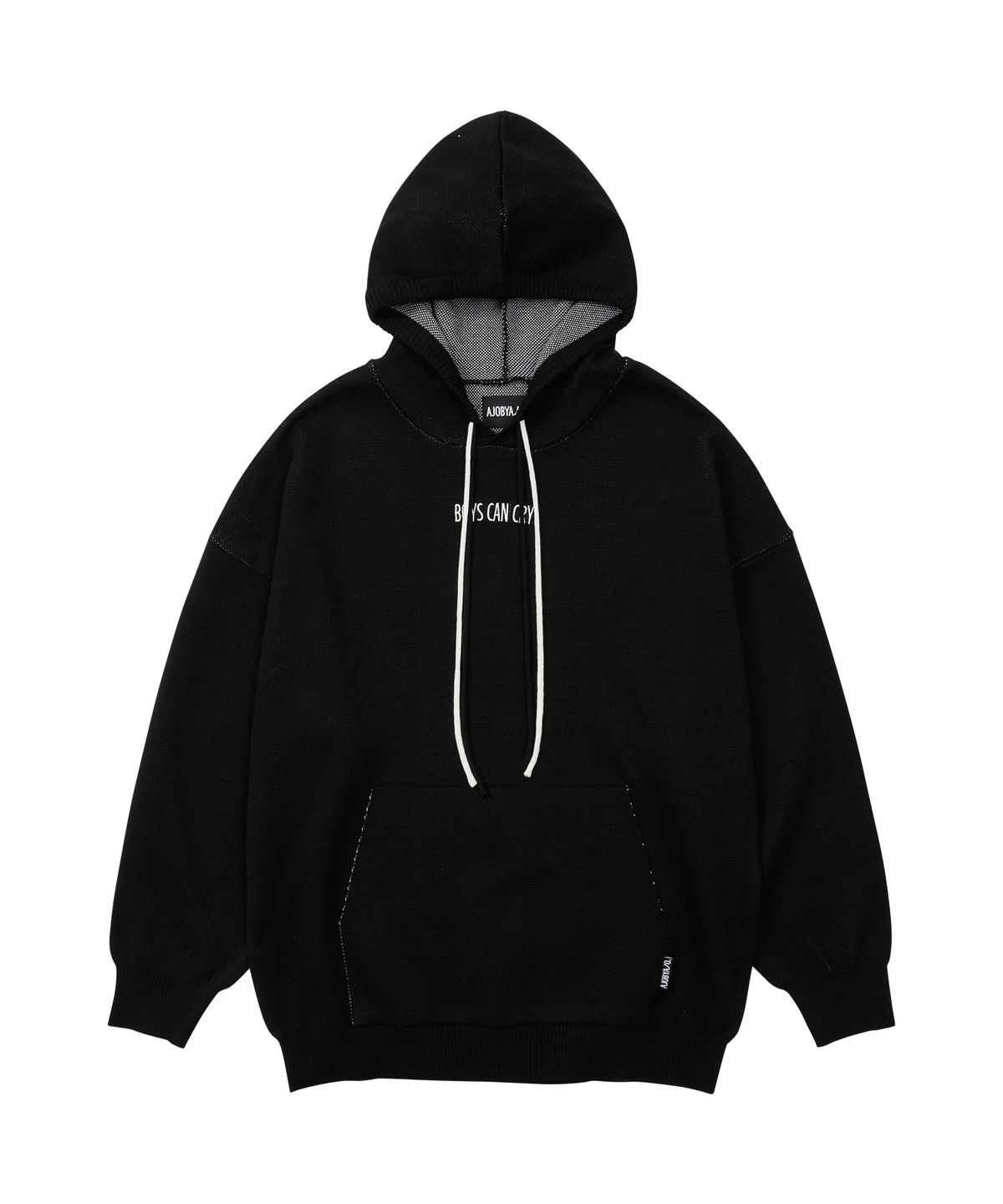 아조바이아조(AJOBYAJO) Crying Boy Cotton Knit Hoodie [BLACK]
