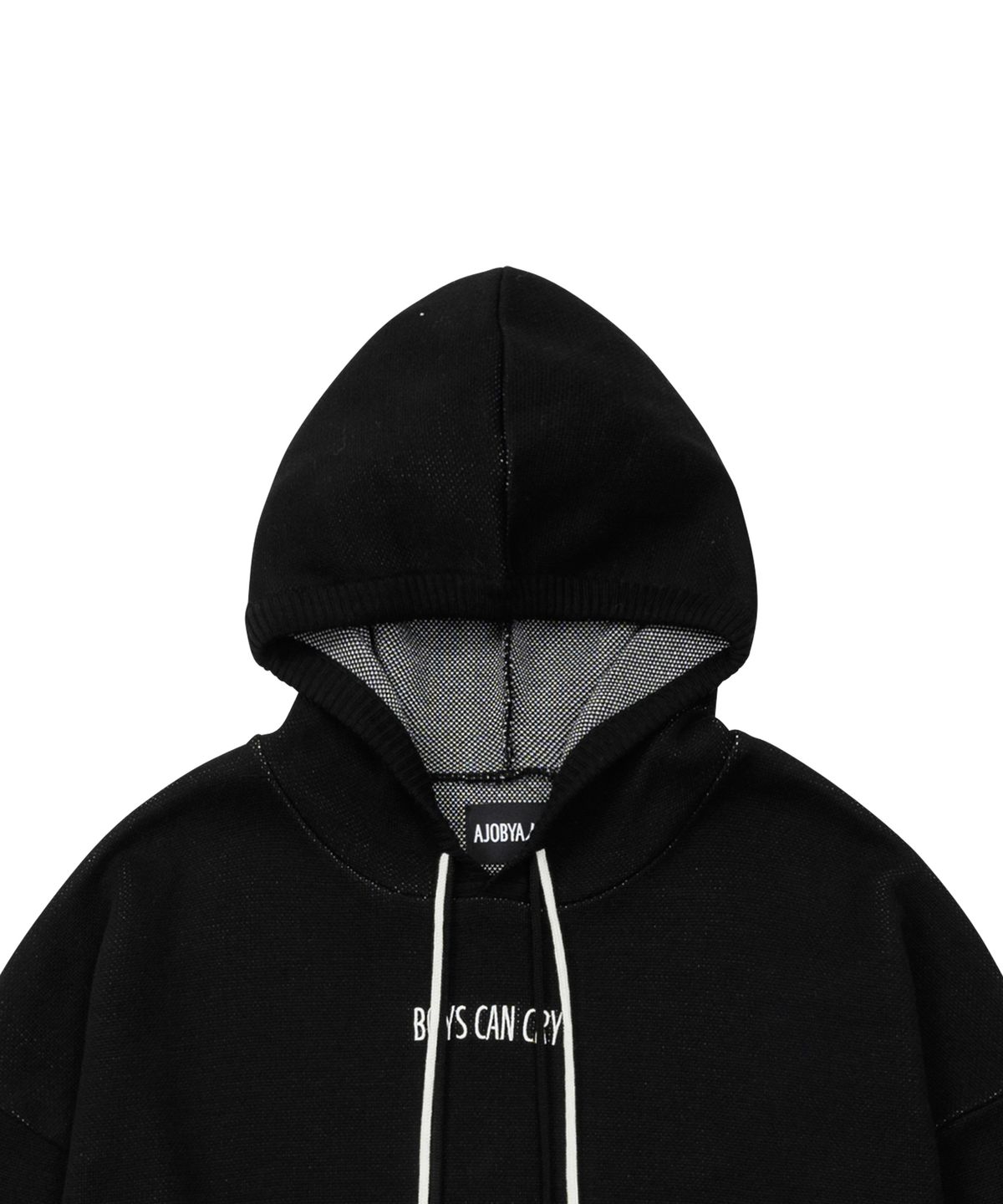 아조바이아조(AJOBYAJO) Crying Boy Cotton Knit Hoodie [BLACK]