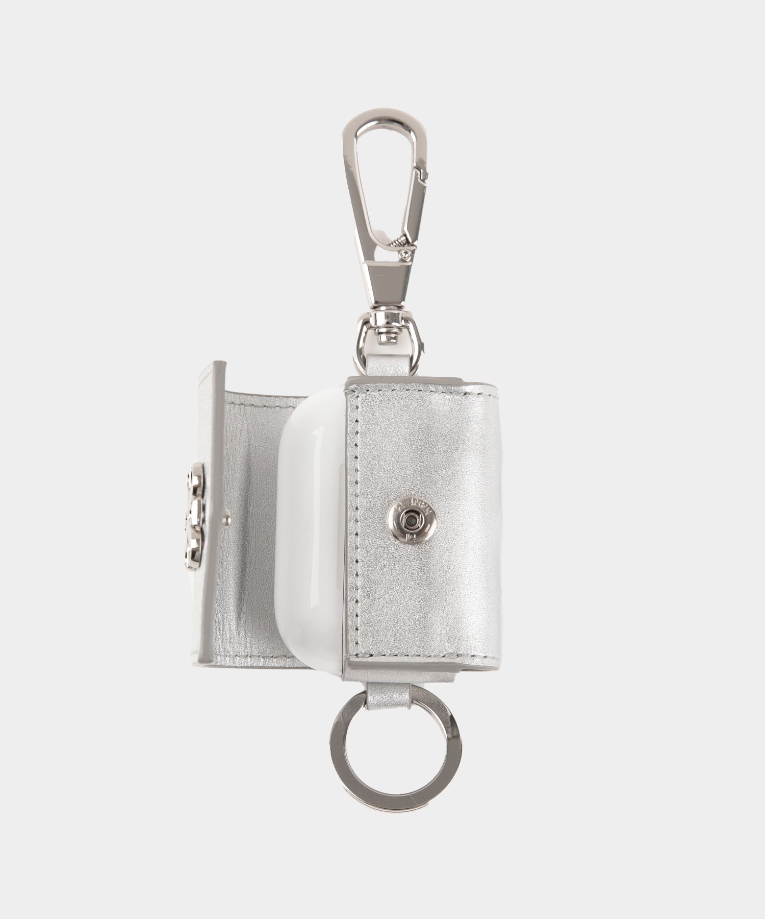 【SATUR】★キーリング レザー エアポッド ケース★ Satur Keyring Leather Airpods Case - Glossy Black