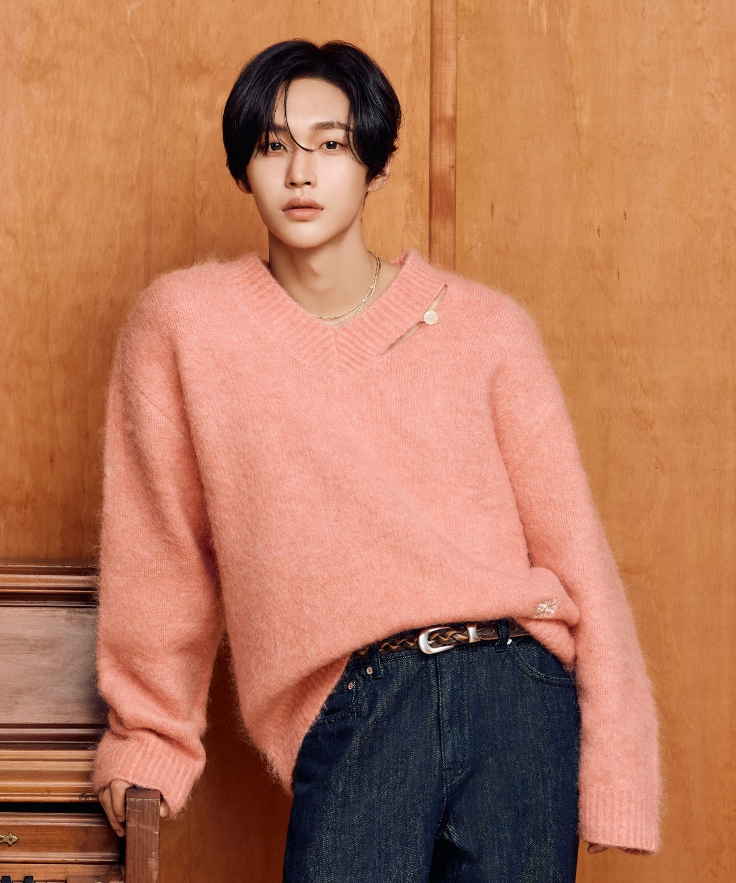 MUSINSA公式 | SATUR Essen Two-Tone Mohair Blend Knit Pink