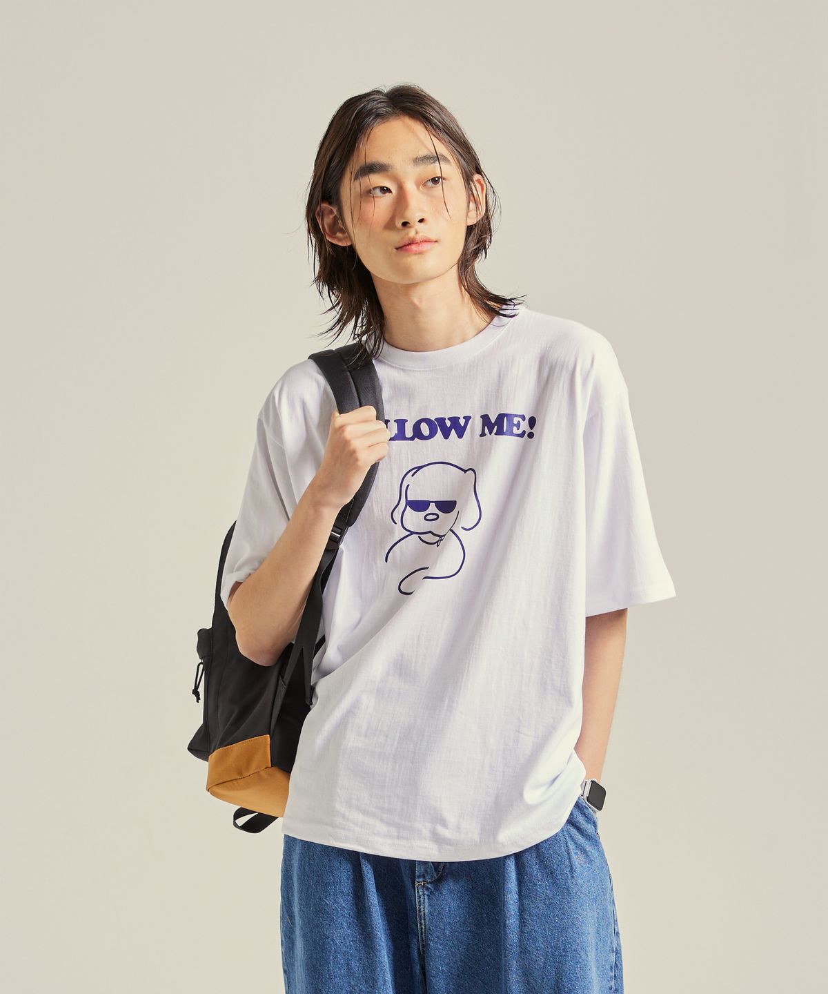러플(LUPL) FOLLOW ME 안내견 티셔츠 화이트