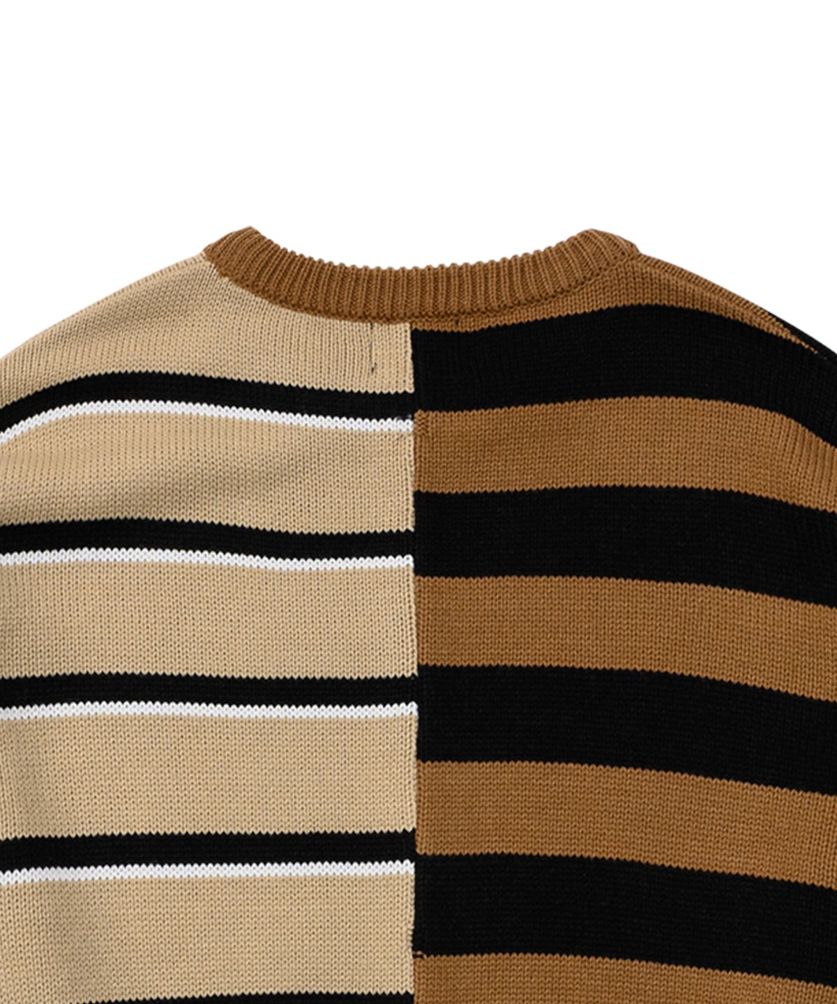 아조바이아조(AJOBYAJO) Stripe Mixed Knit Sweater [CAMEL]