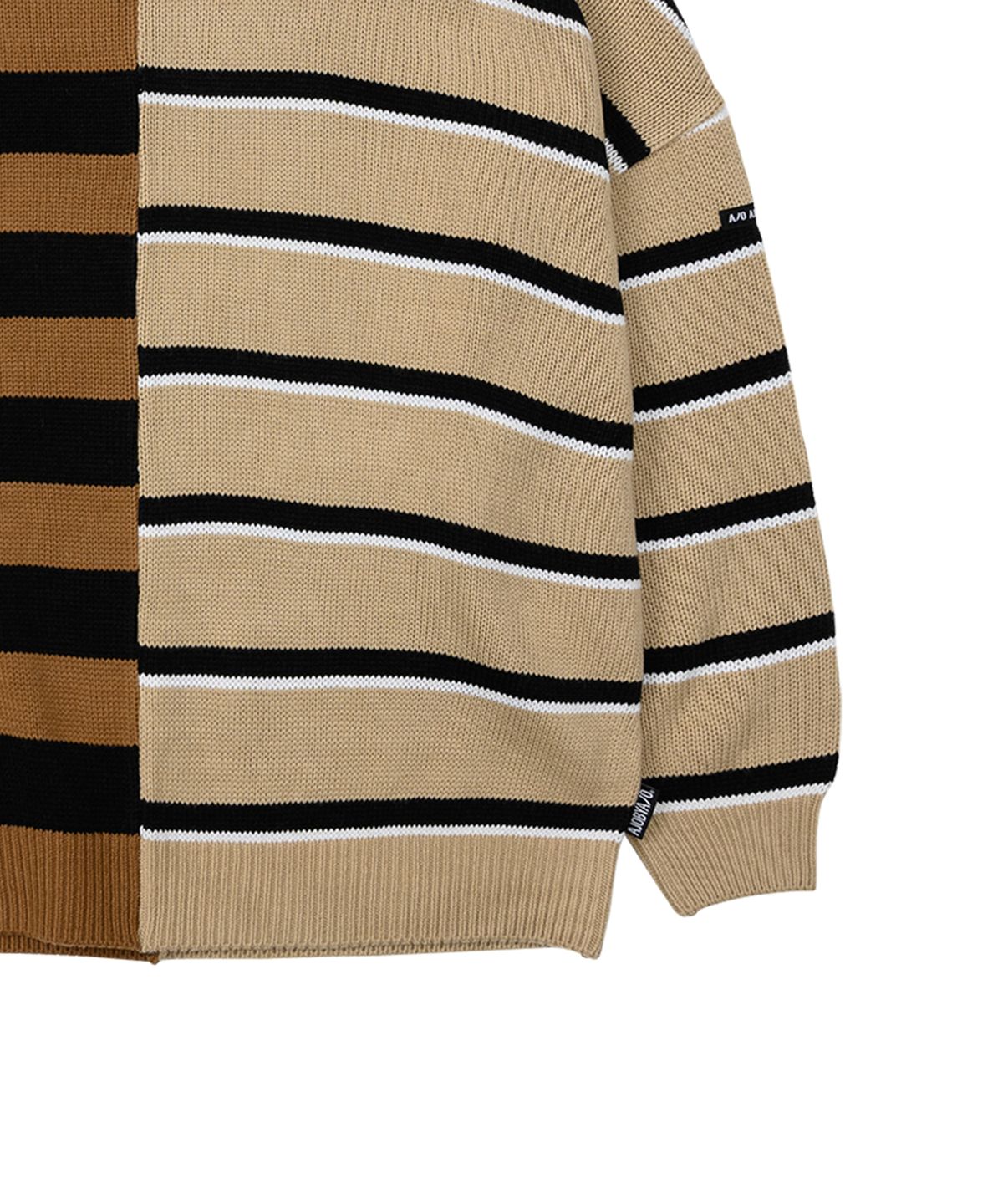 아조바이아조(AJOBYAJO) Stripe Mixed Knit Sweater [CAMEL]
