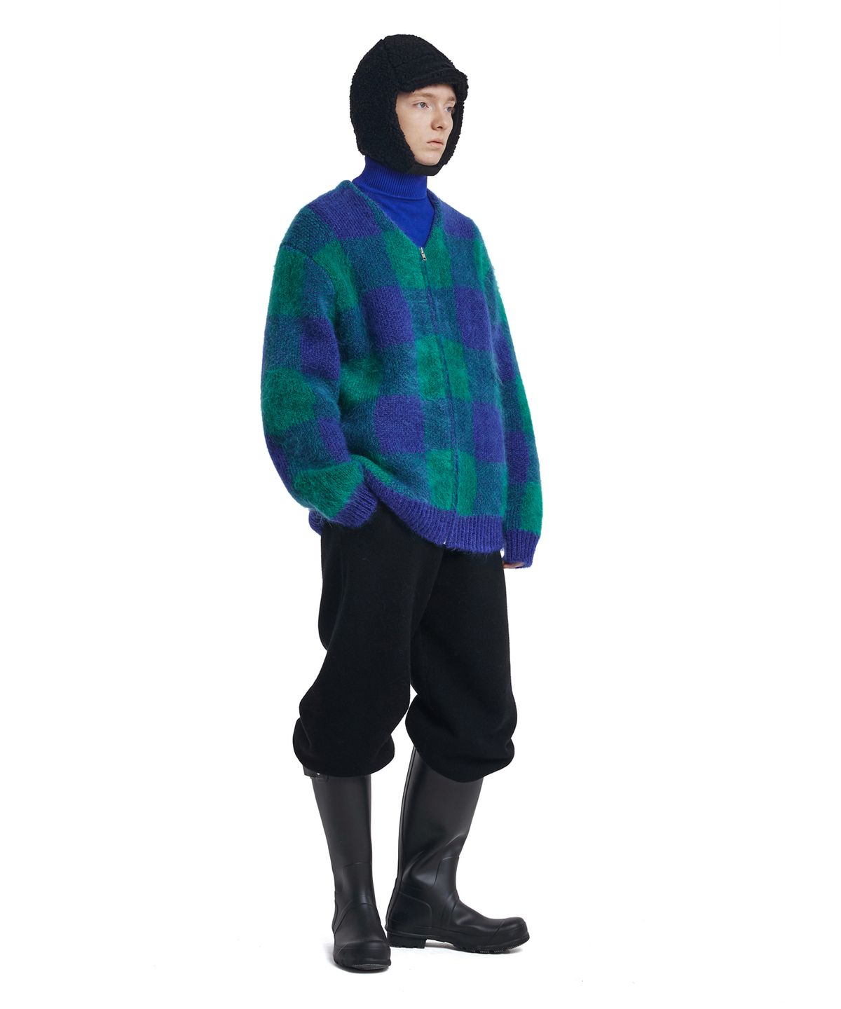 트렁크프로젝트(TRUNK PROJECT) Check Zip-Up Cardigan_Blue