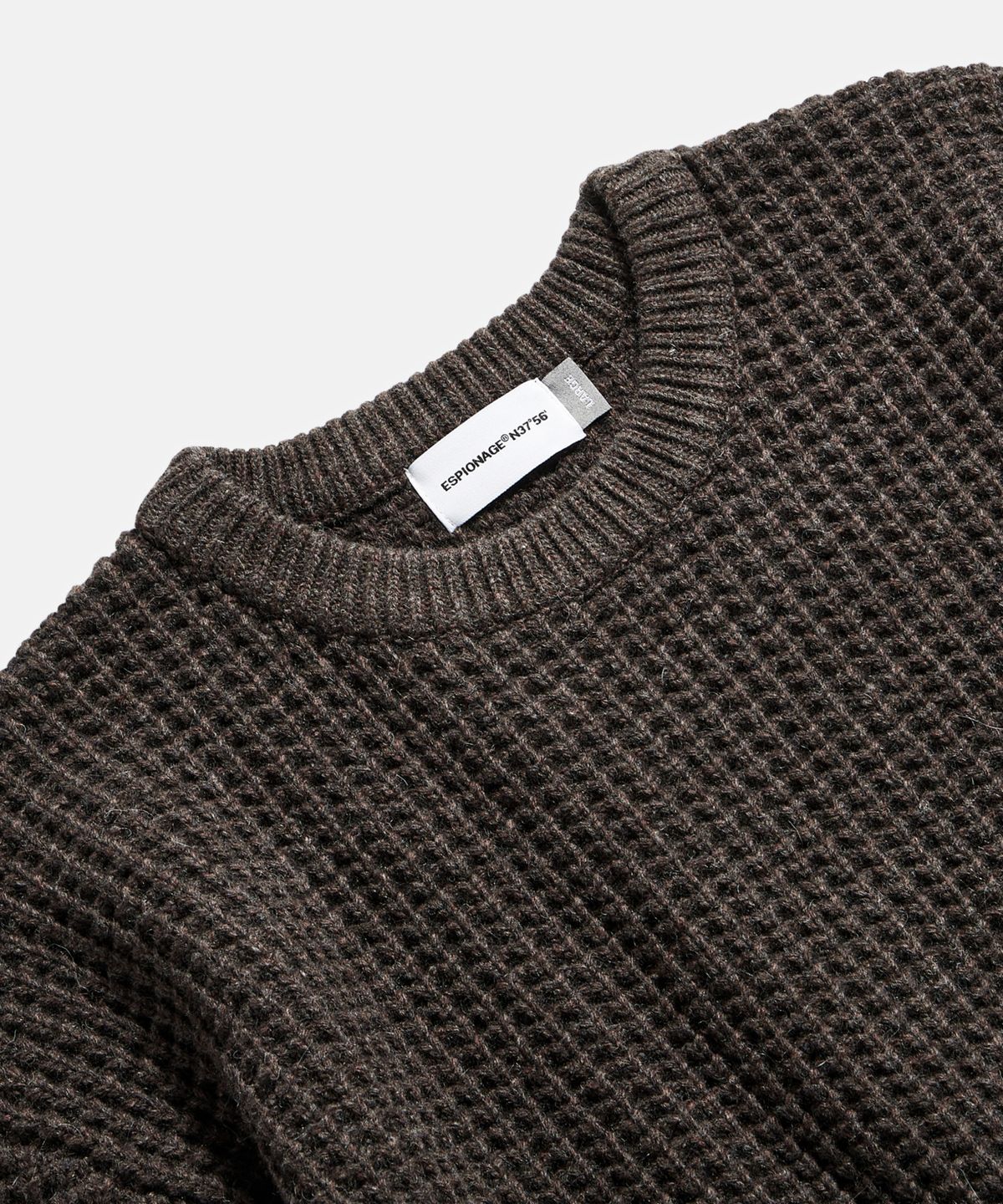 에스피오나지(ESPIONAGE) Heavyweight Waffle Knit Sweater Mocha