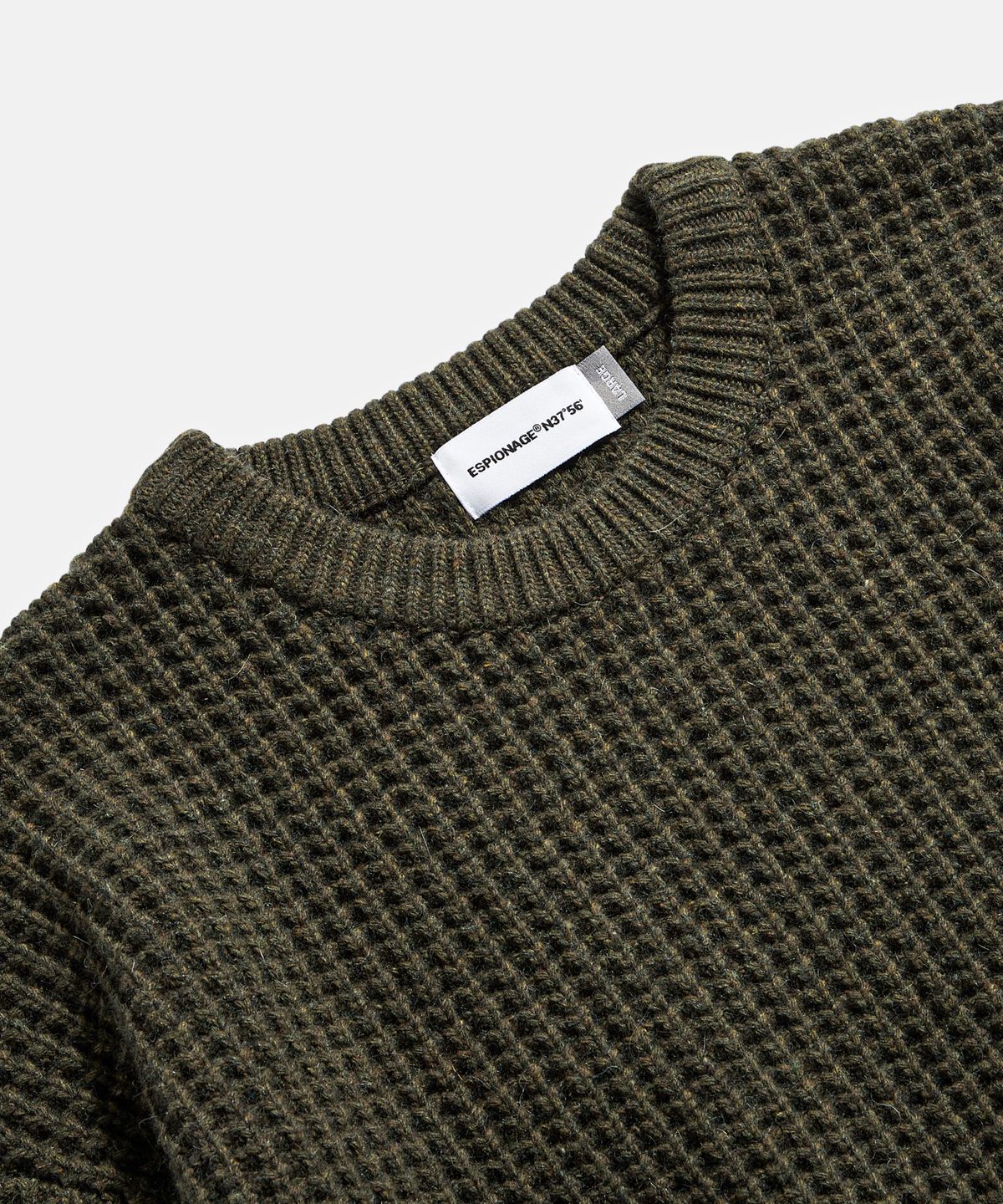 에스피오나지(ESPIONAGE) Heavyweight Waffle Knit Sweater Olive