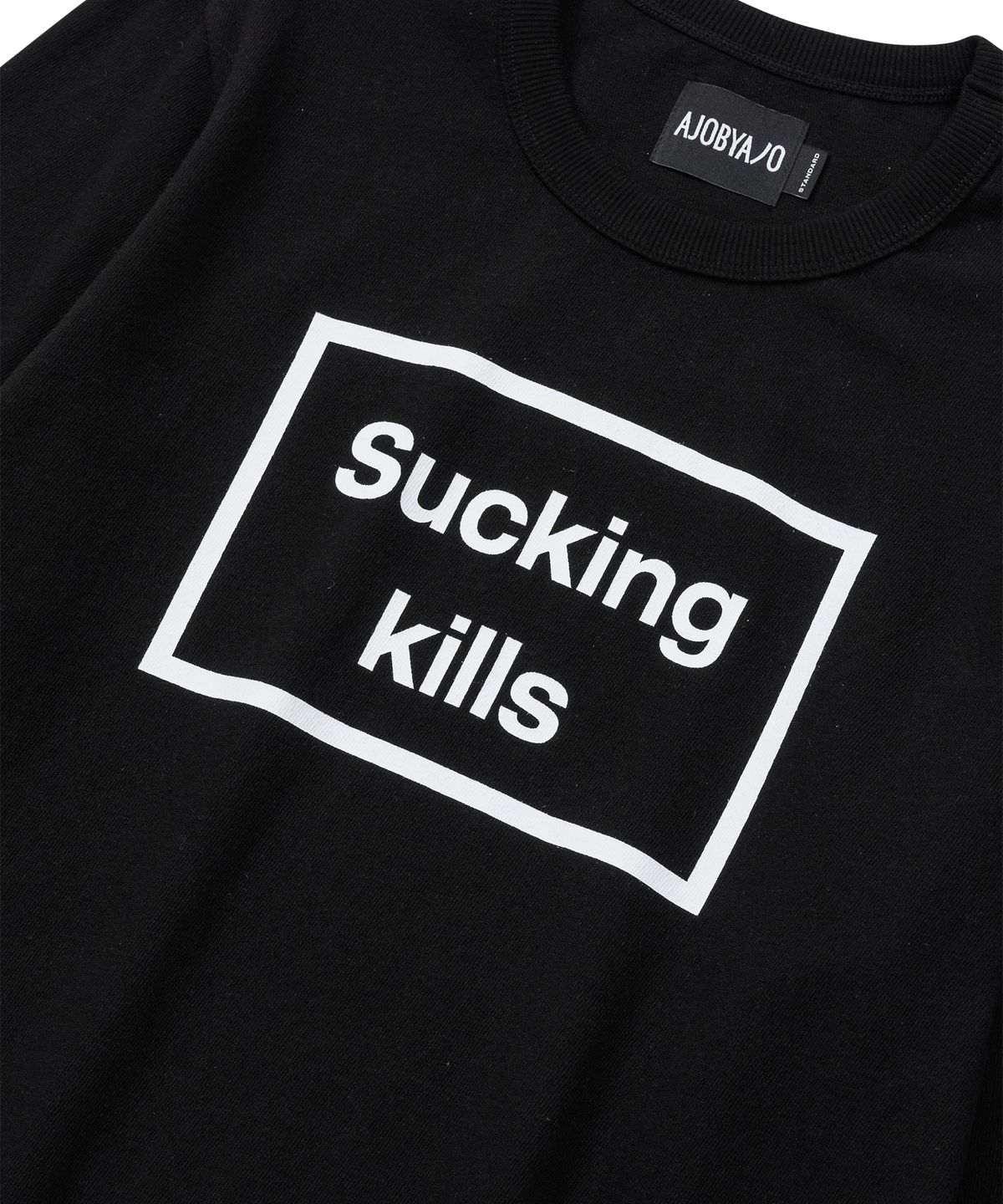 아조바이아조(AJOBYAJO) Warning Long Sleeves T-Shirt [BLACK]