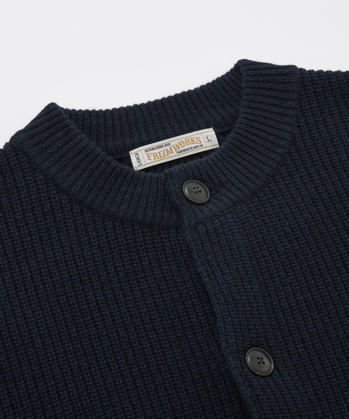 프리즘웍스(FRIZMWORKS) HEAVY WOOL ROUND CARDIGAN _ NAVY