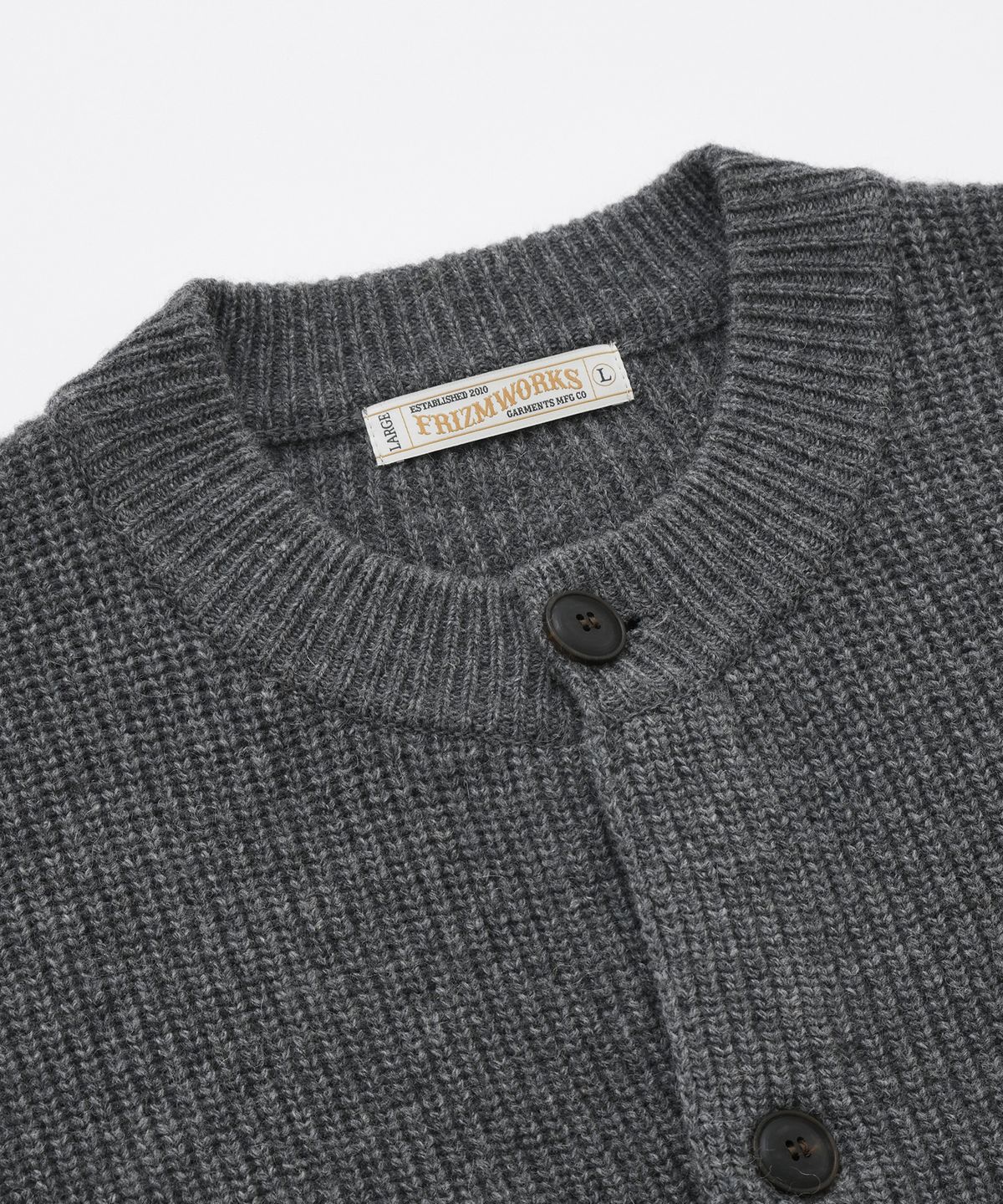 프리즘웍스(FRIZMWORKS) HEAVY WOOL ROUND CARDIGAN _ DARK GRAY