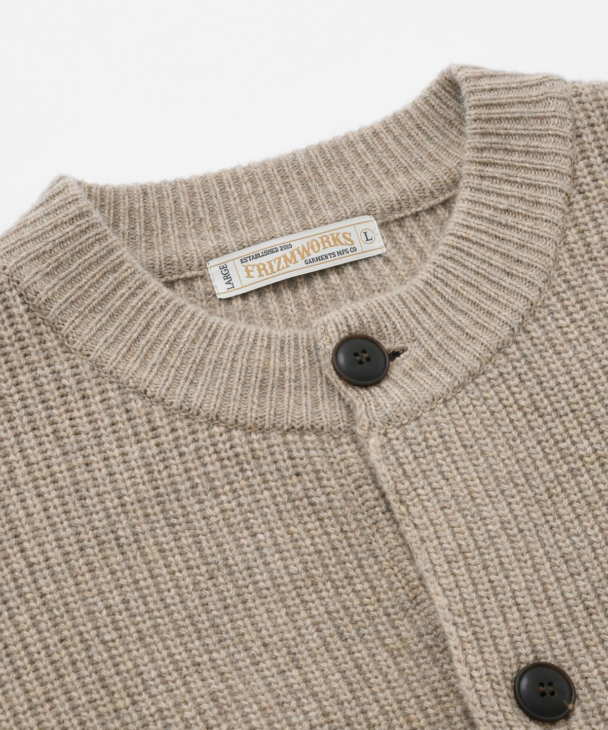 프리즘웍스(FRIZMWORKS) HEAVY WOOL ROUND CARDIGAN _ OATMEAL