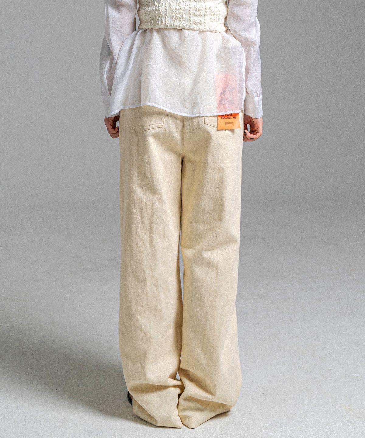 판도라핏(PANDORAFIT) [WIDE] Buckle Jeans Cream