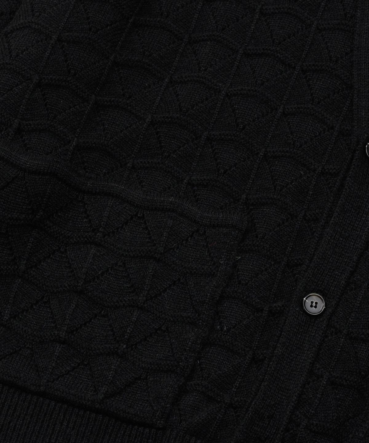 아조바이아조(AJOBYAJO) Clam Patterned Mohair Cardigan [BLACK]