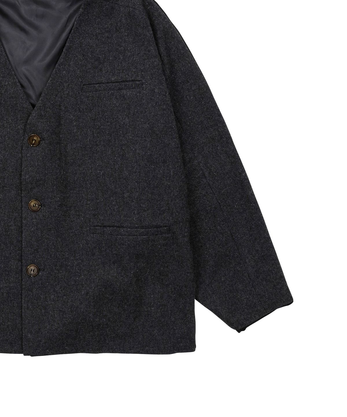 아조바이아조(AJOBYAJO) Batwing No Collar Wool Blazer [GREY]