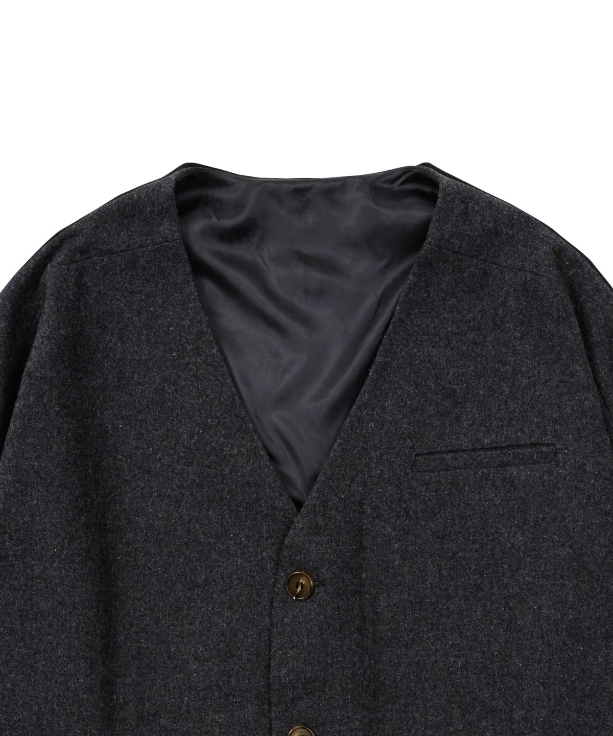 아조바이아조(AJOBYAJO) Batwing No Collar Wool Blazer [GREY]