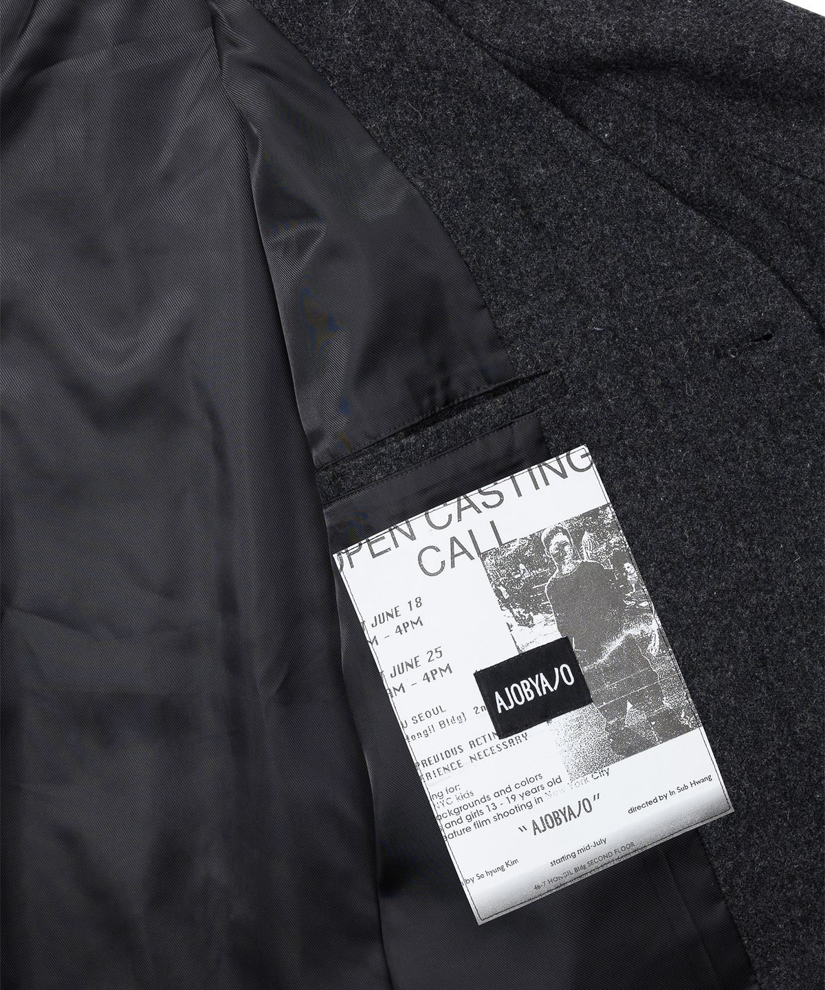 아조바이아조(AJOBYAJO) Batwing No Collar Wool Blazer [GREY]