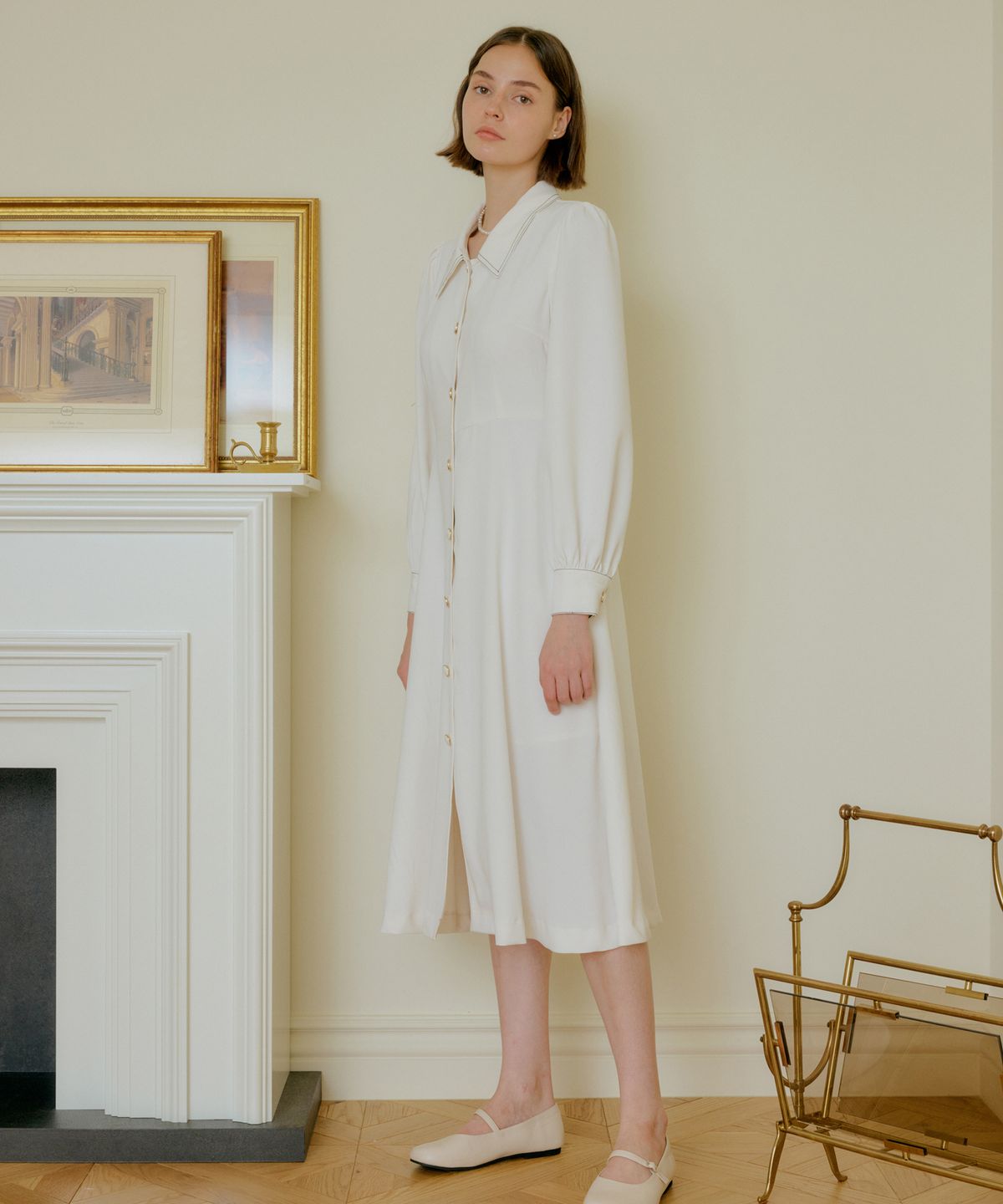 엽페(YUPPE) COLOR SHIRT ONEPIECE_WHITE