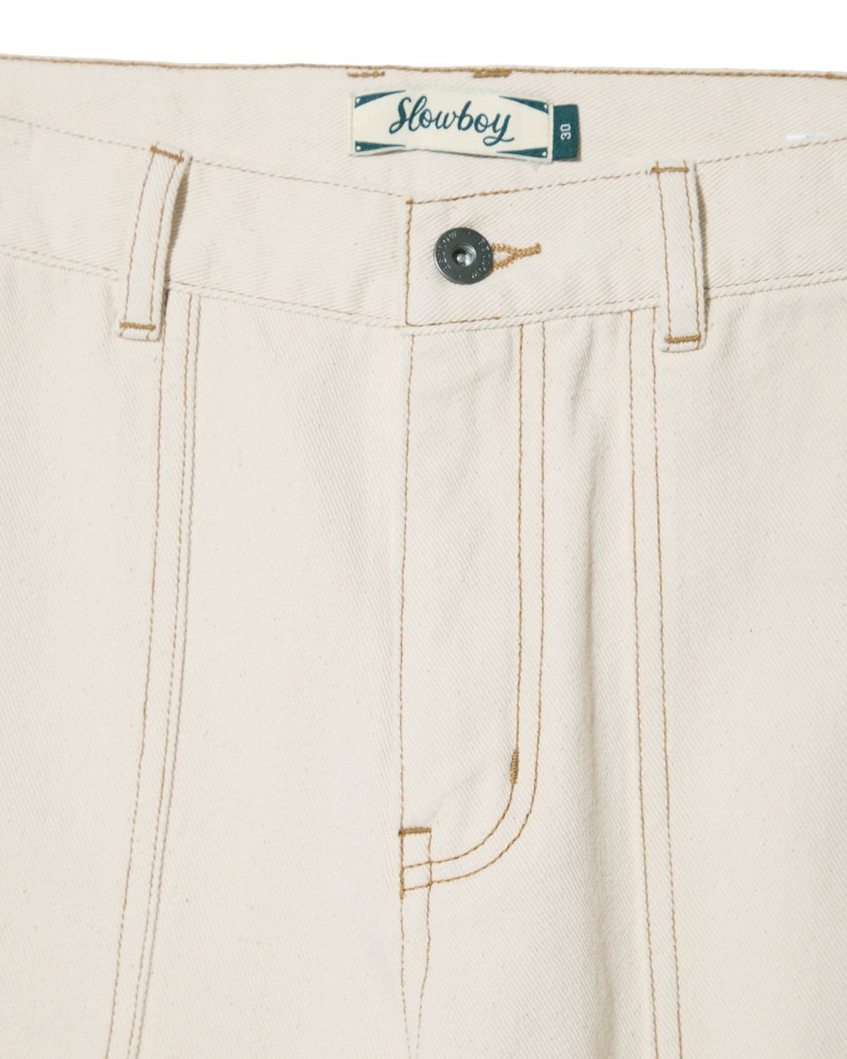 슬로우보이(SLOWBOY) LOOSE FIT NEP DENIM CARGO PANTS ECRU