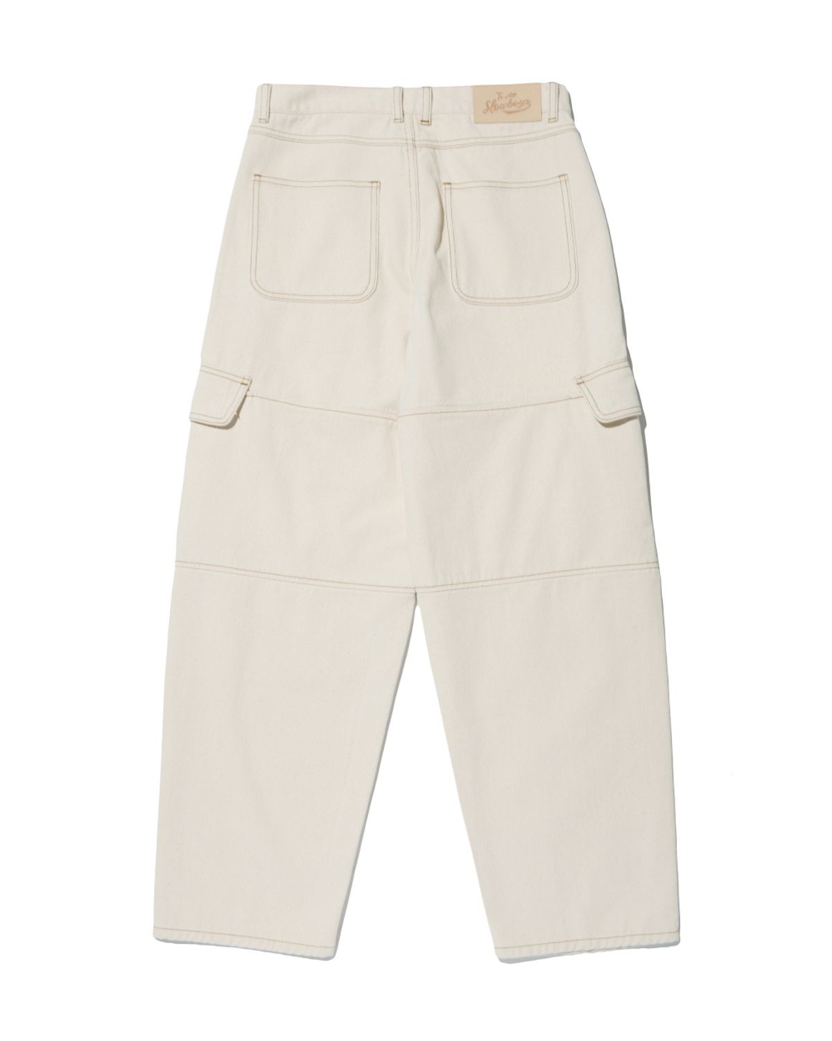 슬로우보이(SLOWBOY) LOOSE FIT NEP DENIM CARGO PANTS ECRU