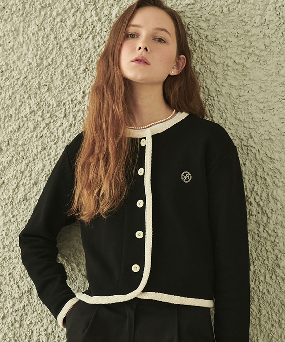 론론(RONRON) TWEED SWEAT CARDIGAN BLACK