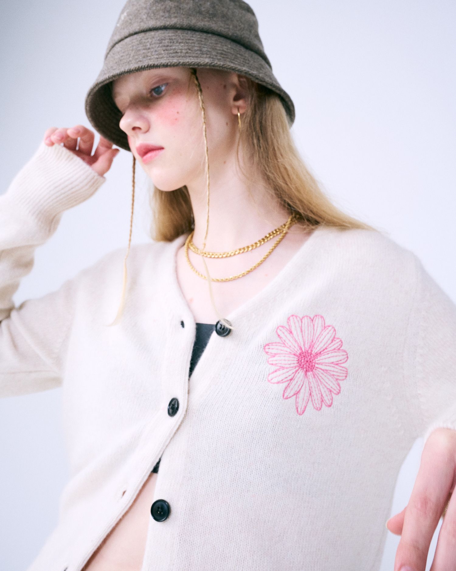 Mardi Mercredi カーディガン RACCOON BLENDED CARDIGAN V NECK