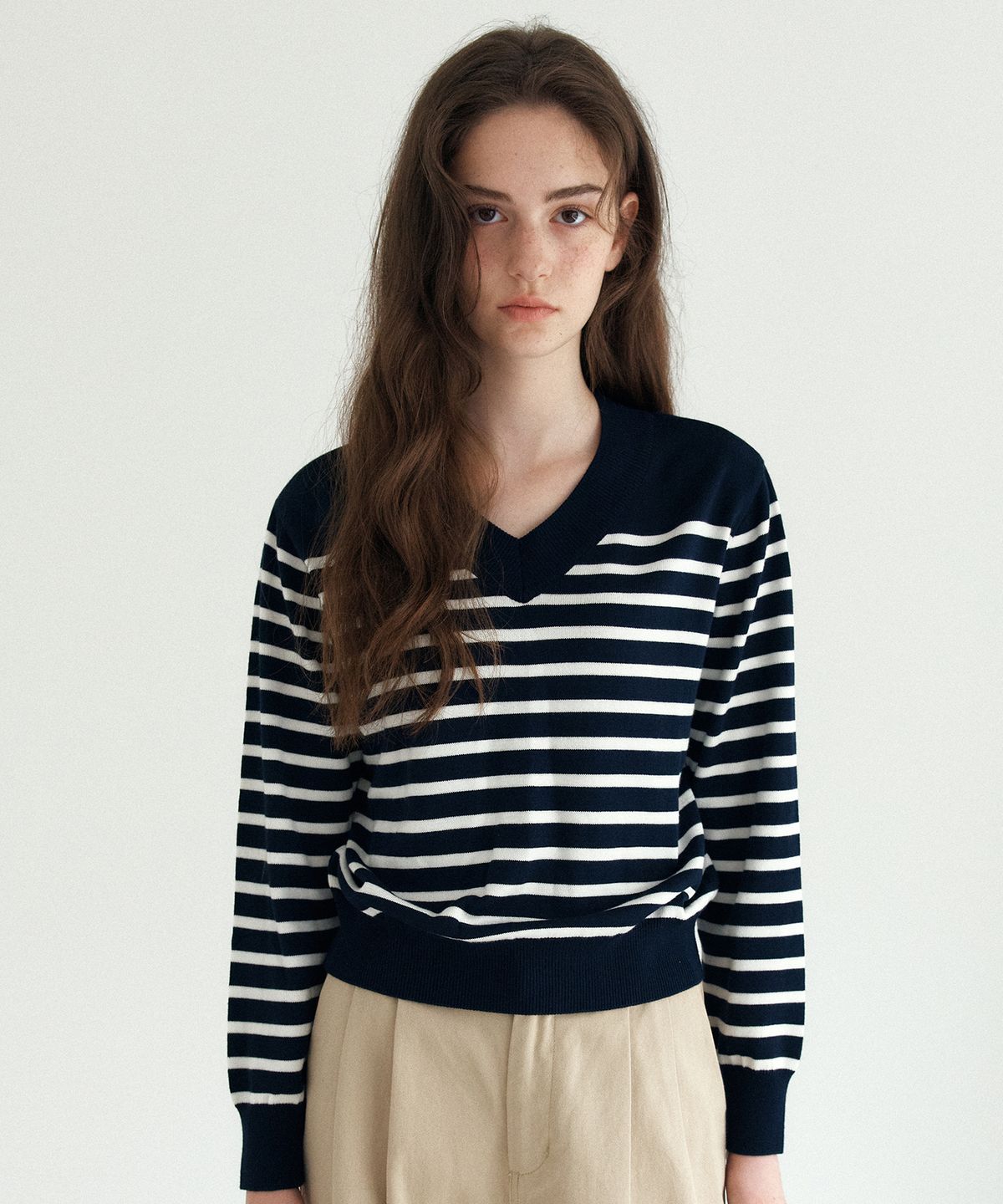 엽페(YUPPE) LINE STRIPE KNIT_NAVY