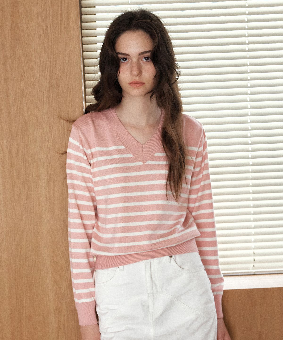 엽페(YUPPE) LINE STRIPE KNIT_PINK