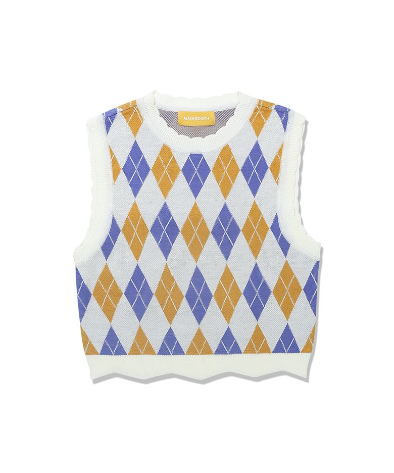 Fruity Argyle Knit Vest(CREAM)