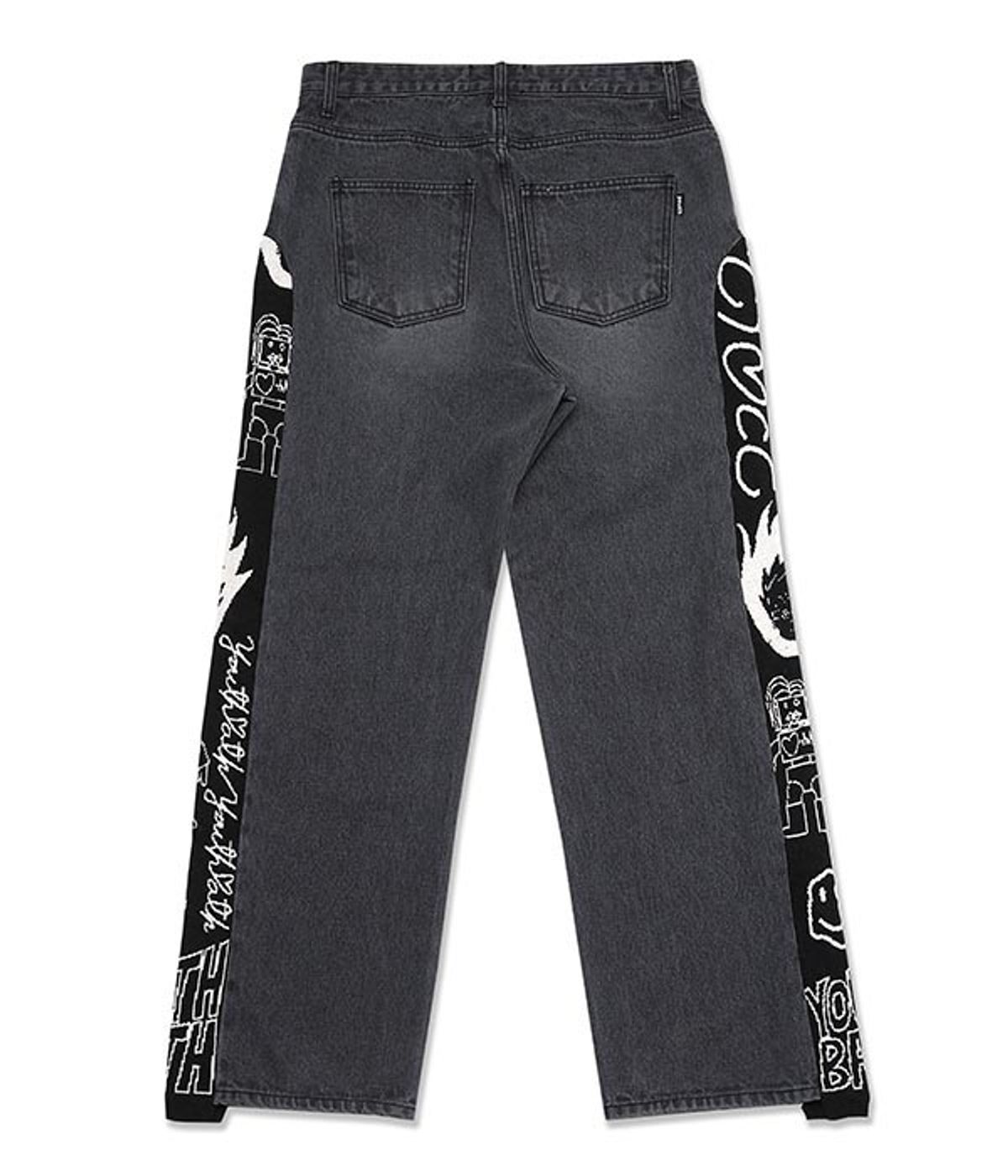 유쓰배쓰(YOUTHBATH) KNIT TRIMMING WASHING DENIM_BLACK