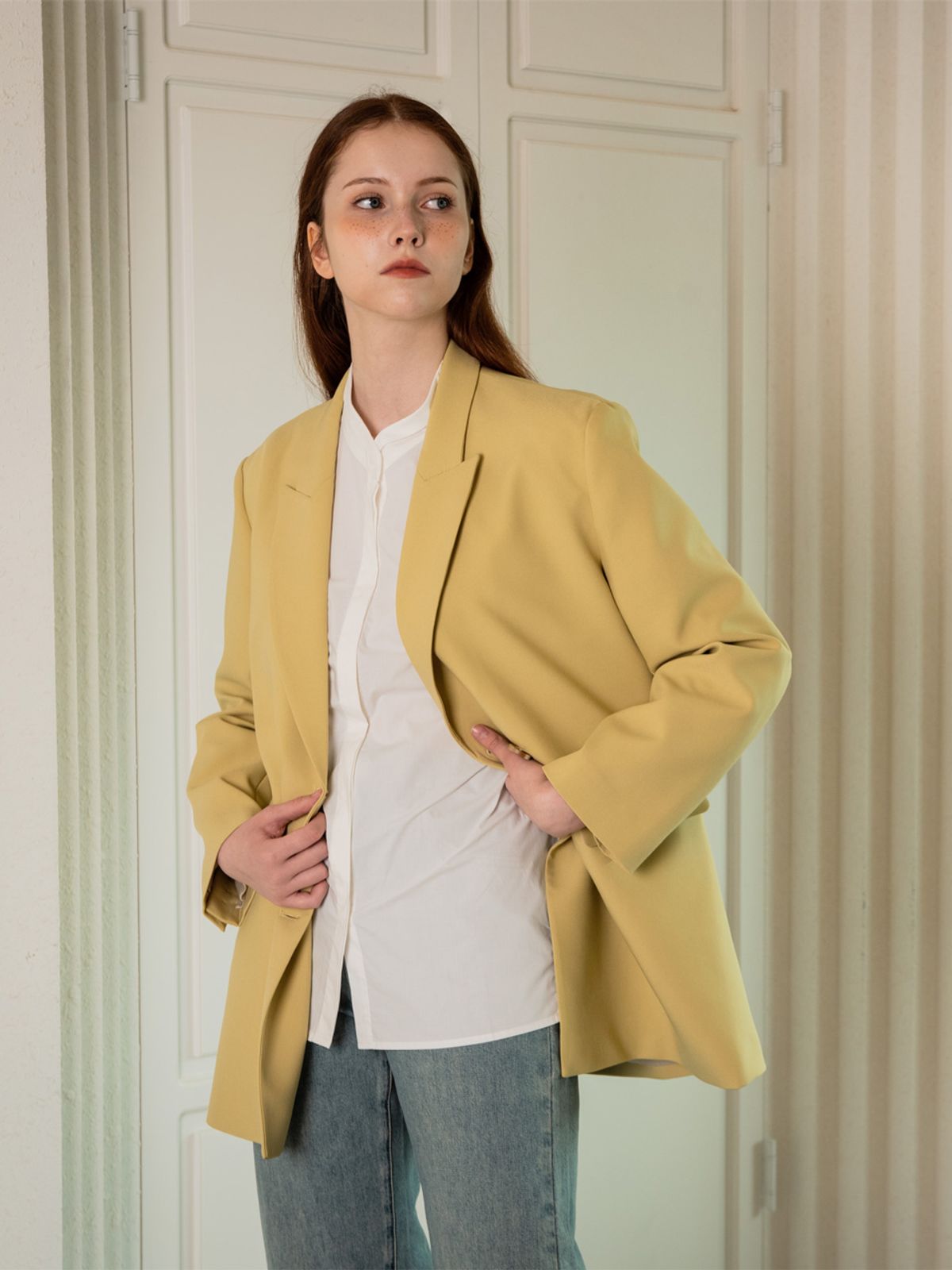 웬스데이딜라잇(WEDNESDAY DELIGHT) WED Loose fit casual double blazer_3color