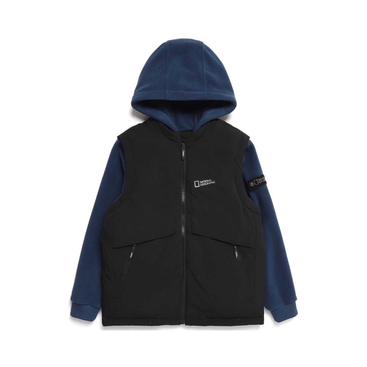 내셔널지오그래픽 키즈(NATIONAL GEOGRAPHIC KIDS) K224UJP810 하이브리드 디테쳐블 다운 점퍼 D BLUE