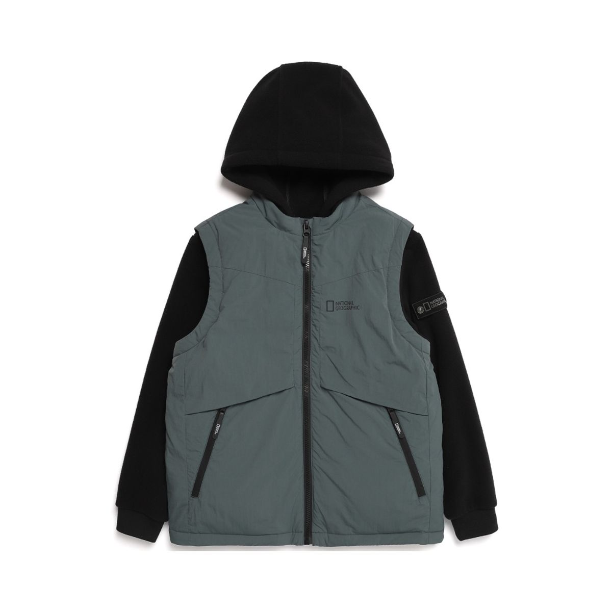 내셔널지오그래픽 키즈(NATIONAL GEOGRAPHIC KIDS) K224UJP810 하이브리드 디테쳐블 다운 점퍼 BAOBAB KHAKI