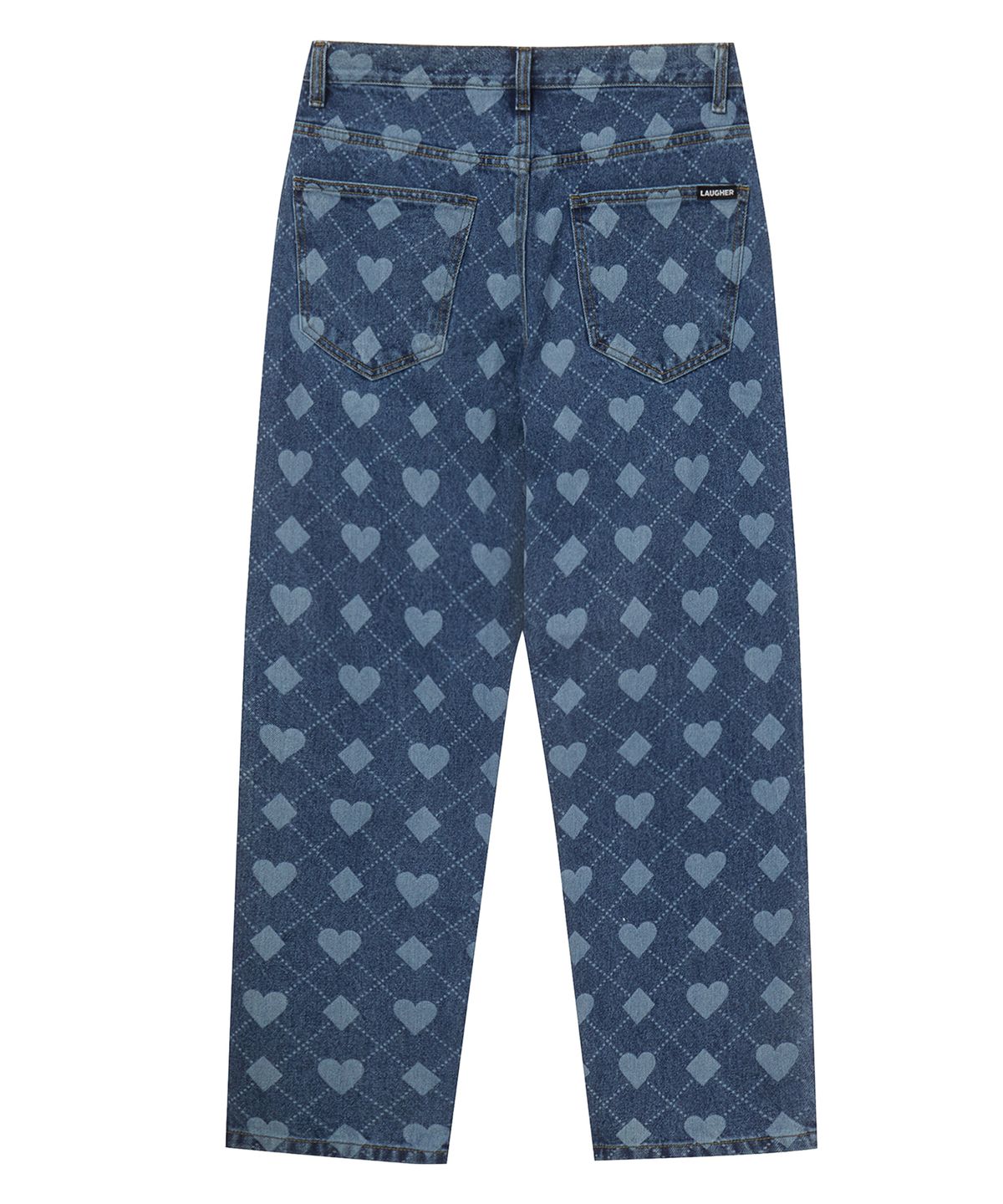 라퍼(LAUGHER) ARGYLE HEART DENIM PANT - BLUE