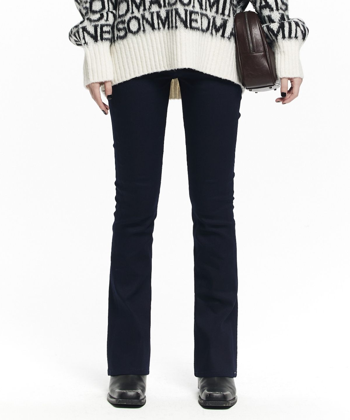 메종미네드(MAISON MINED) (W) FLARE JEGGINGS DENIM PANTS D/BLUE