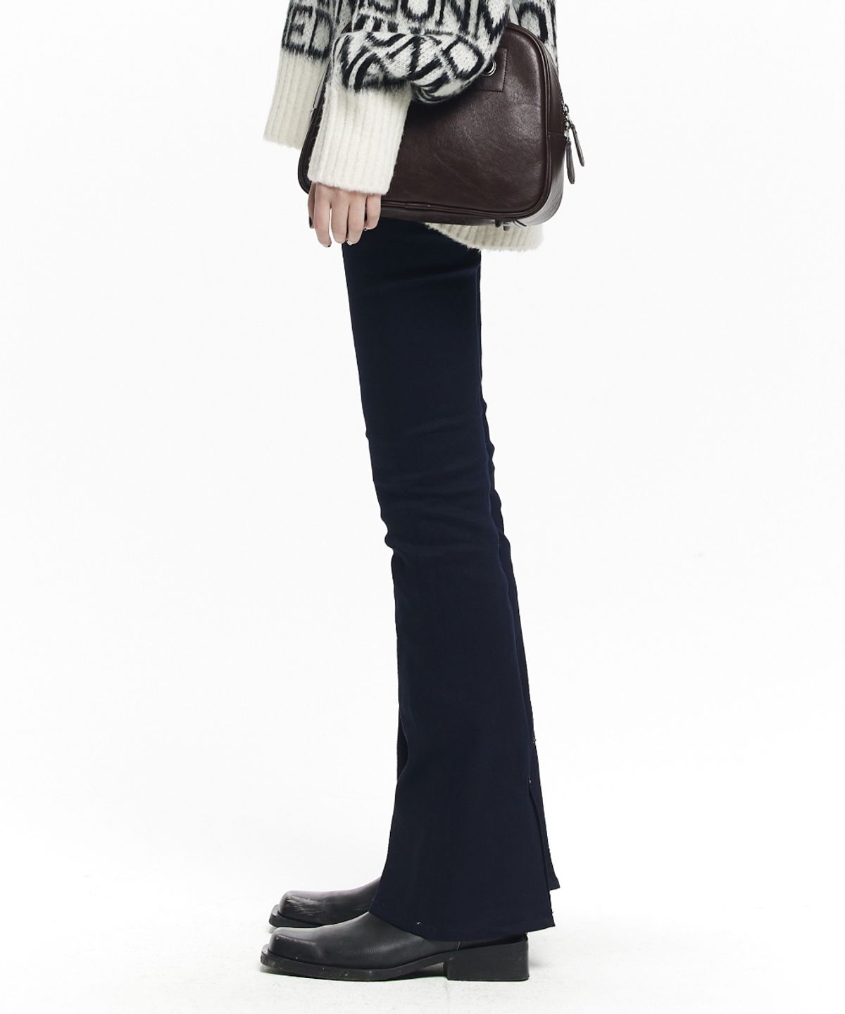 메종미네드(MAISON MINED) (W) FLARE JEGGINGS DENIM PANTS D/BLUE