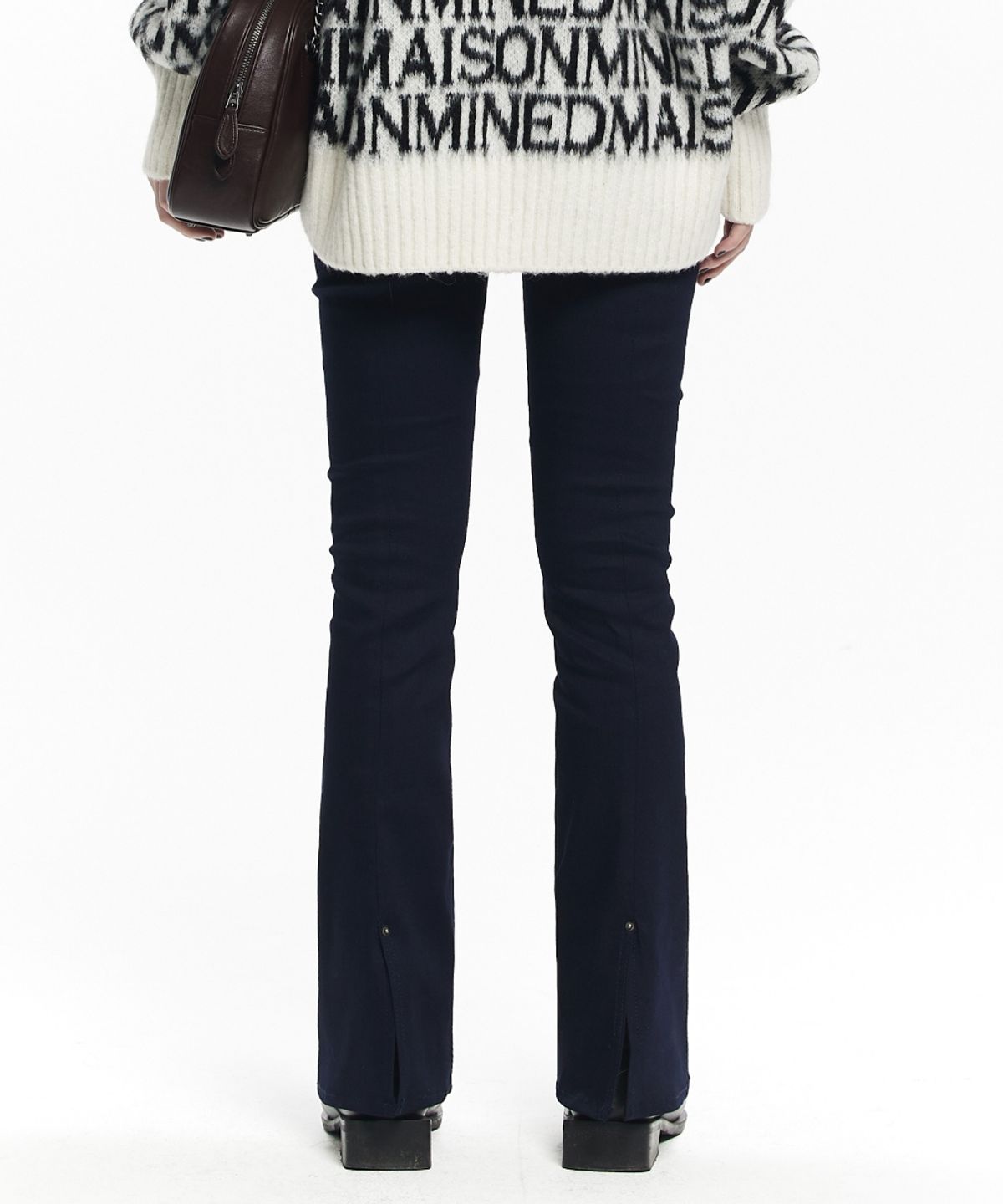 메종미네드(MAISON MINED) (W) FLARE JEGGINGS DENIM PANTS D/BLUE